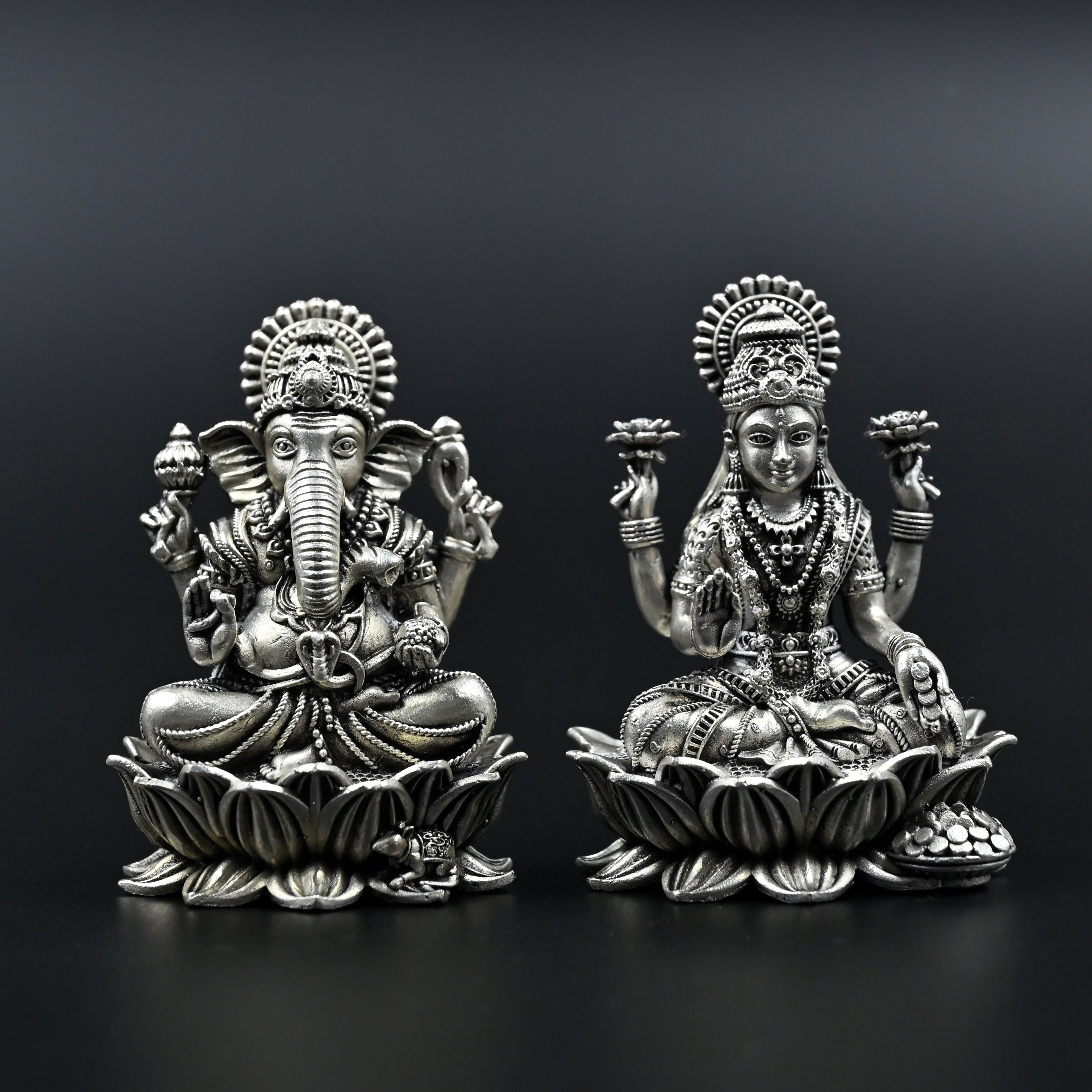 Mangalmay Laxmi Ganesh Silver Idol Set