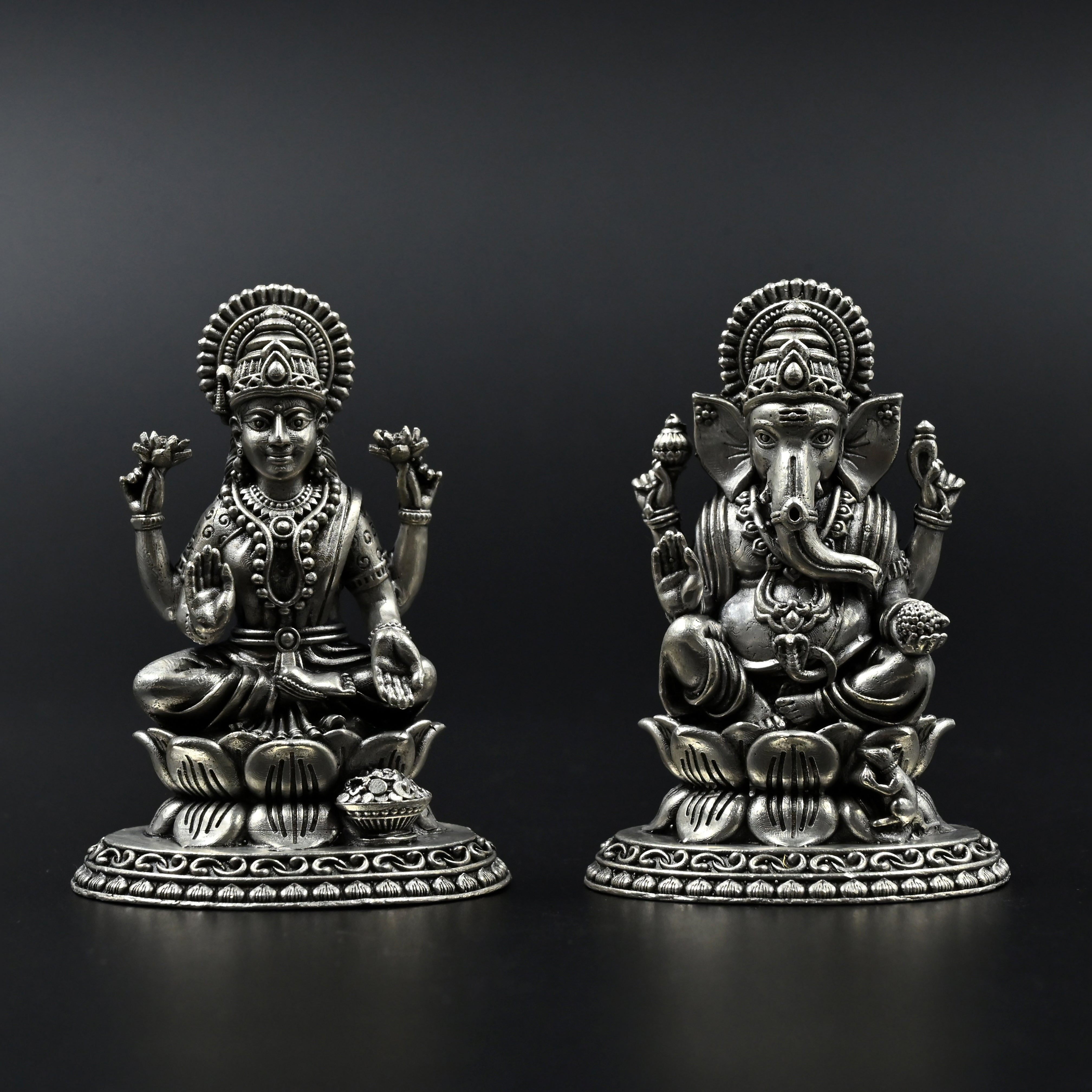 Lightweight Silver Laxmi Ganesh Idols