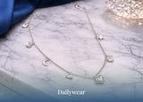 Dailywear silver charm anklet with heart, star, and moon details
