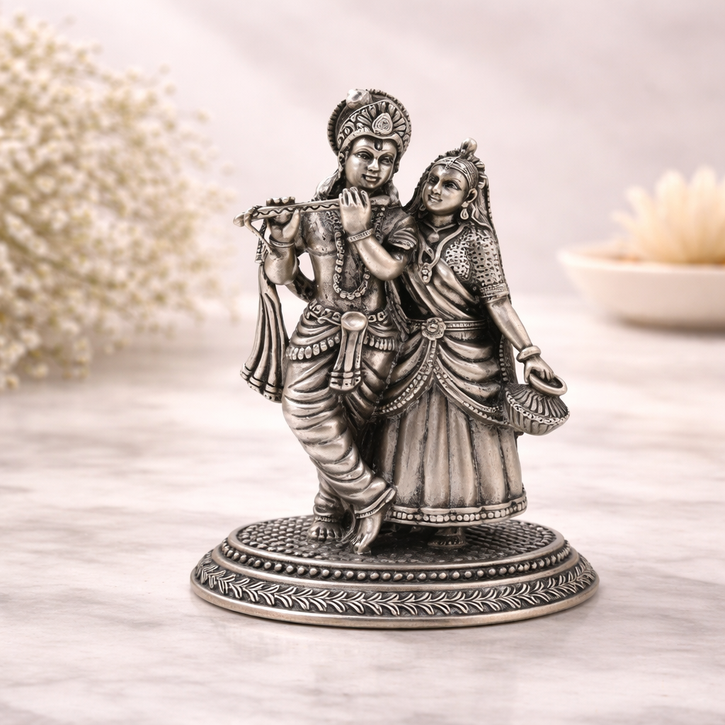 Radha Krishna jodi silver Idol
