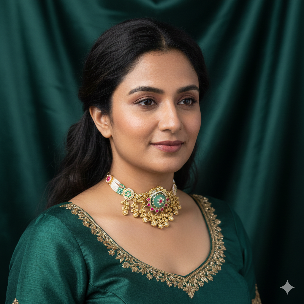 Aahana Gold Polish Choker Necklace