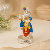 Krishna Ji Idol Playing Flute - 999 Silver Plated
