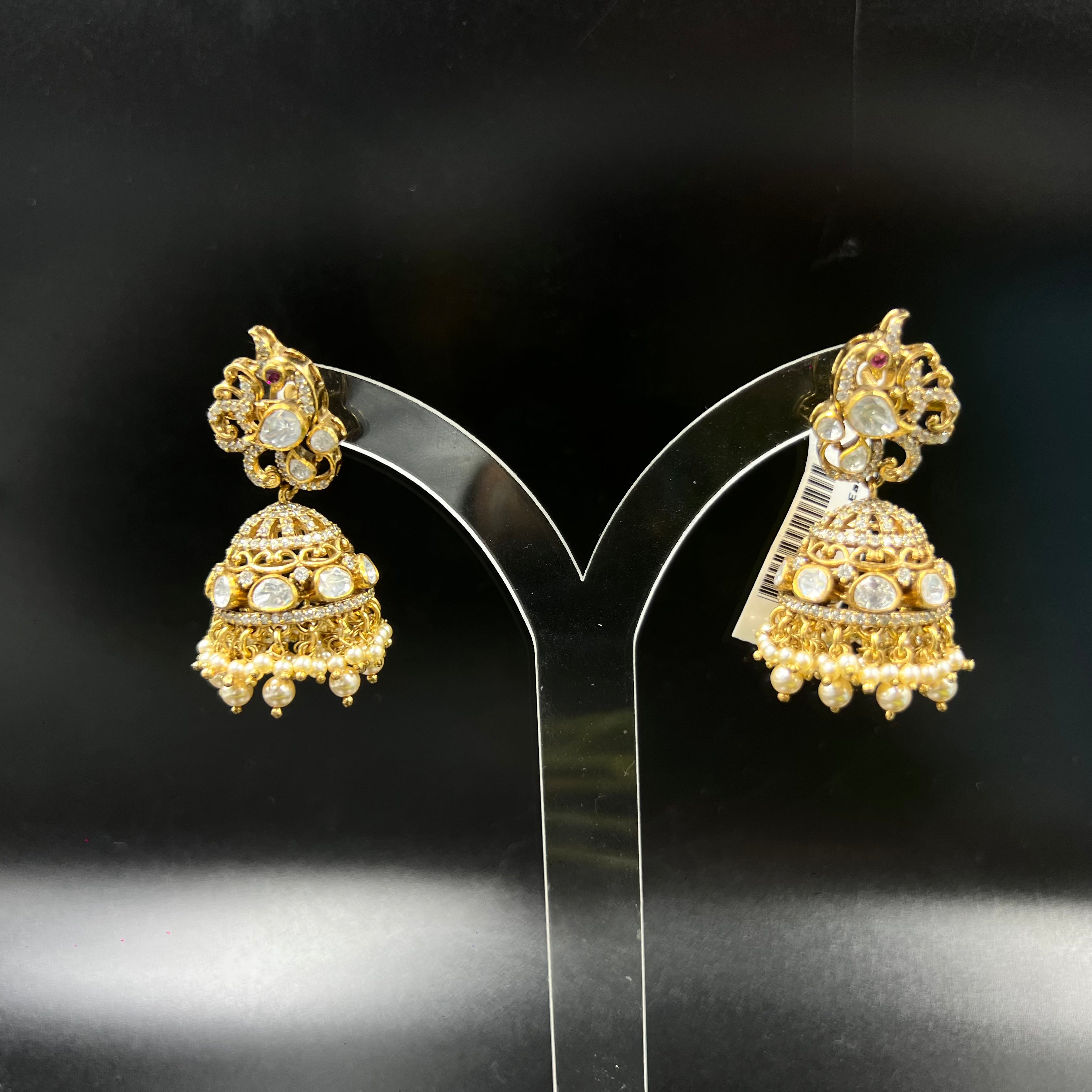Shakti Gold Polish Mossianite Polki Jhumkas