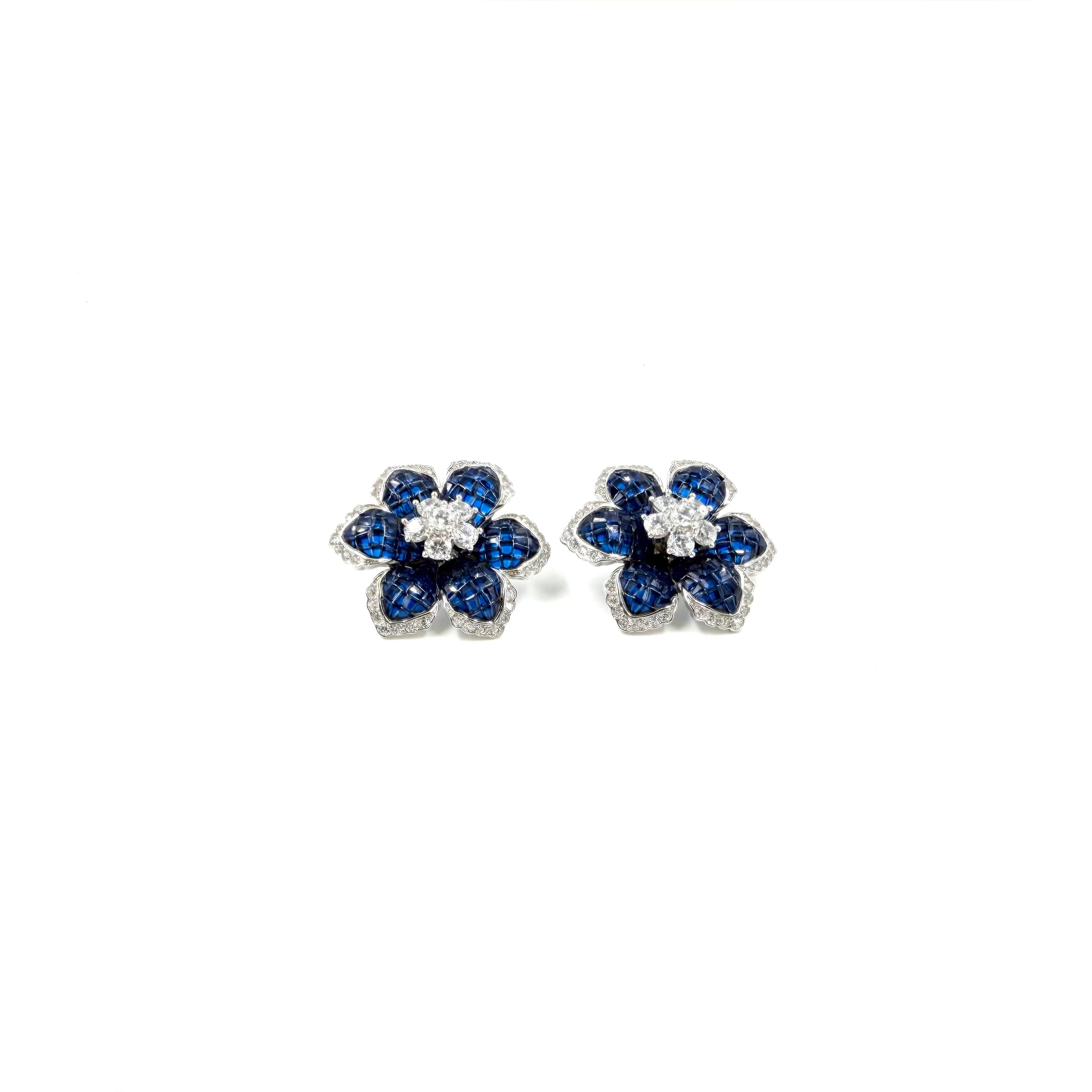 Sapphire blossom party earrings