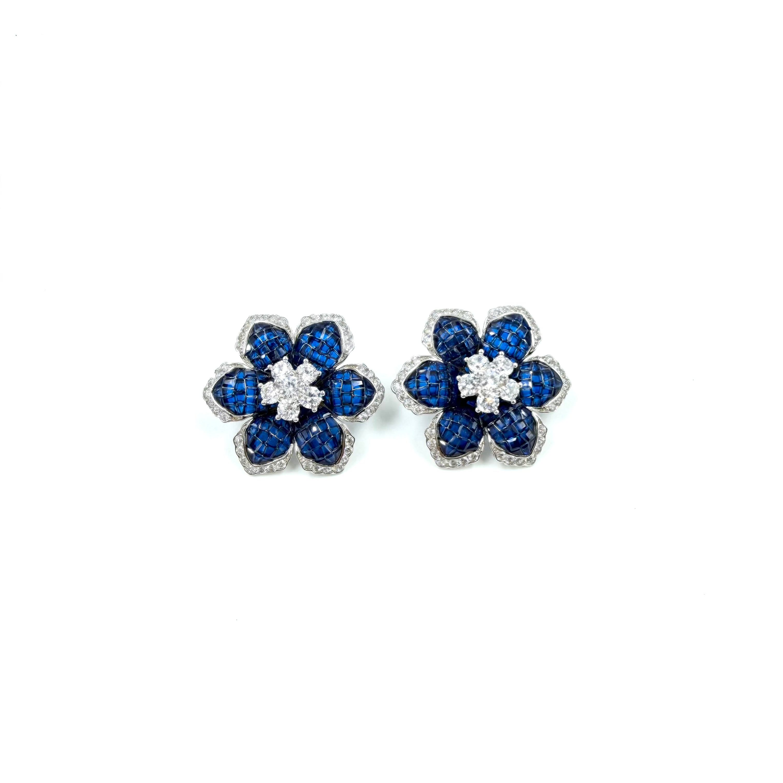 Sapphire blossom party earrings
