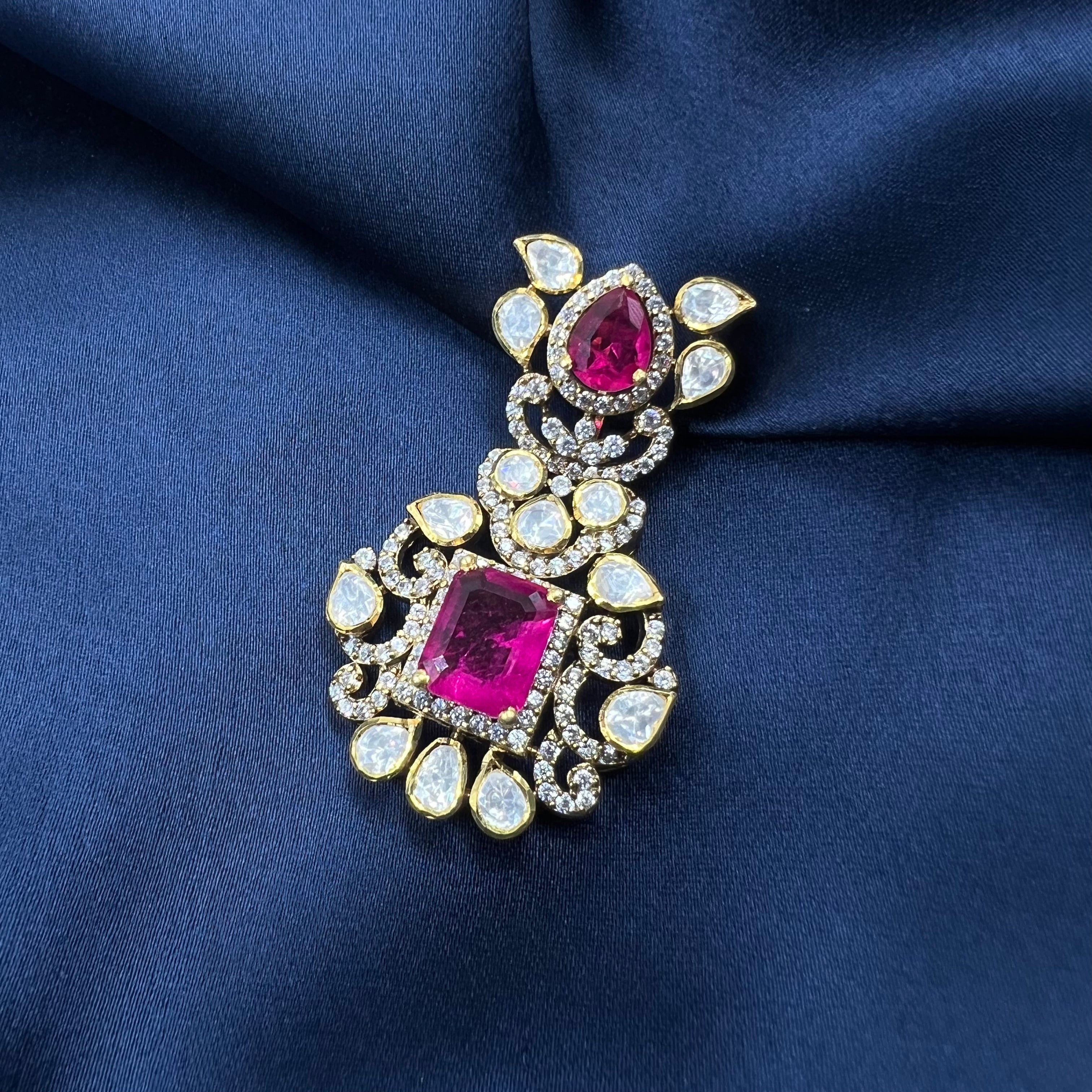 Rajkumari Ruby Pendant Set