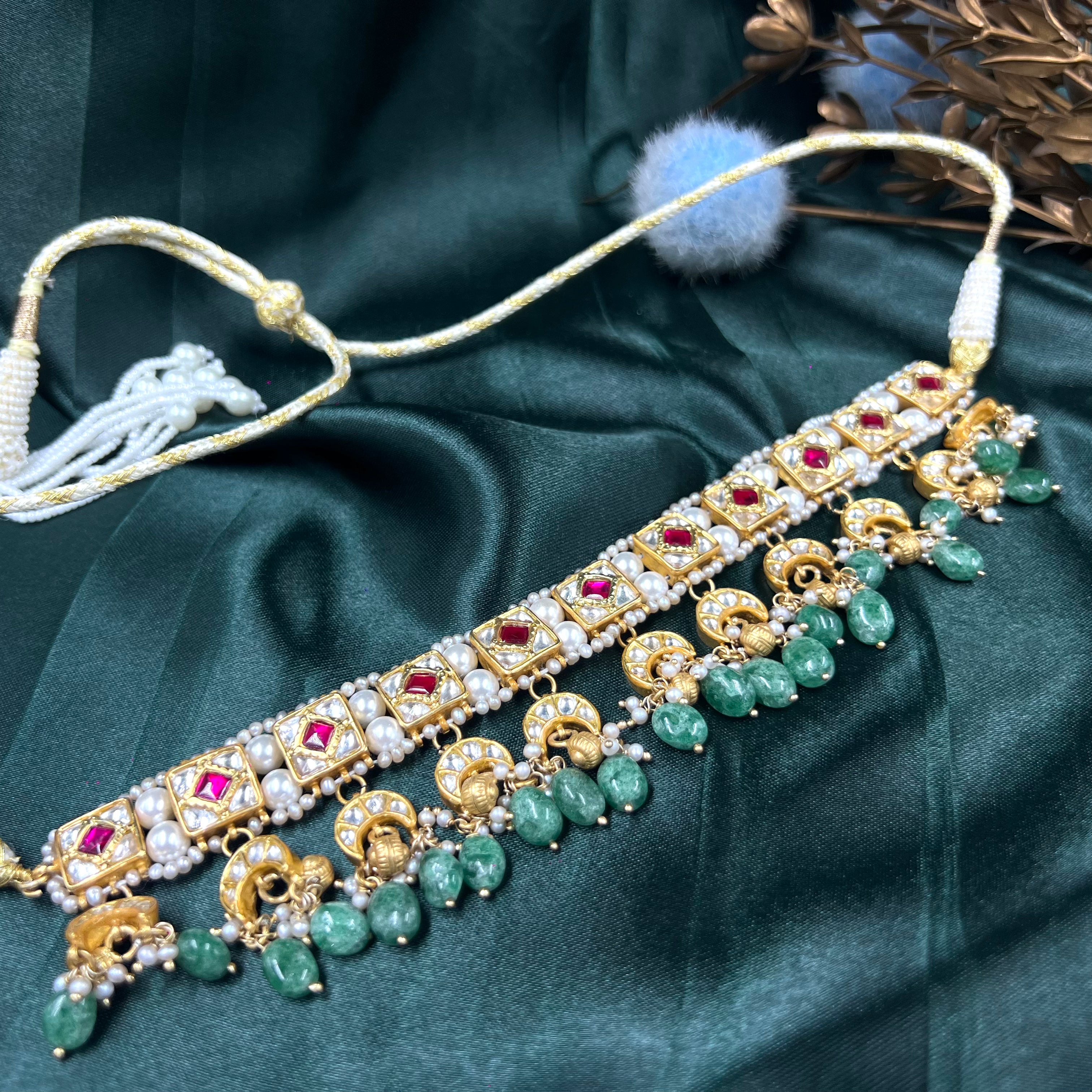 Chand Mahal Gold Polish Choker Necklace Set