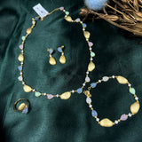 Sleek Gold Luxe Set of Necklace, Bracelet, Earrings & Rings