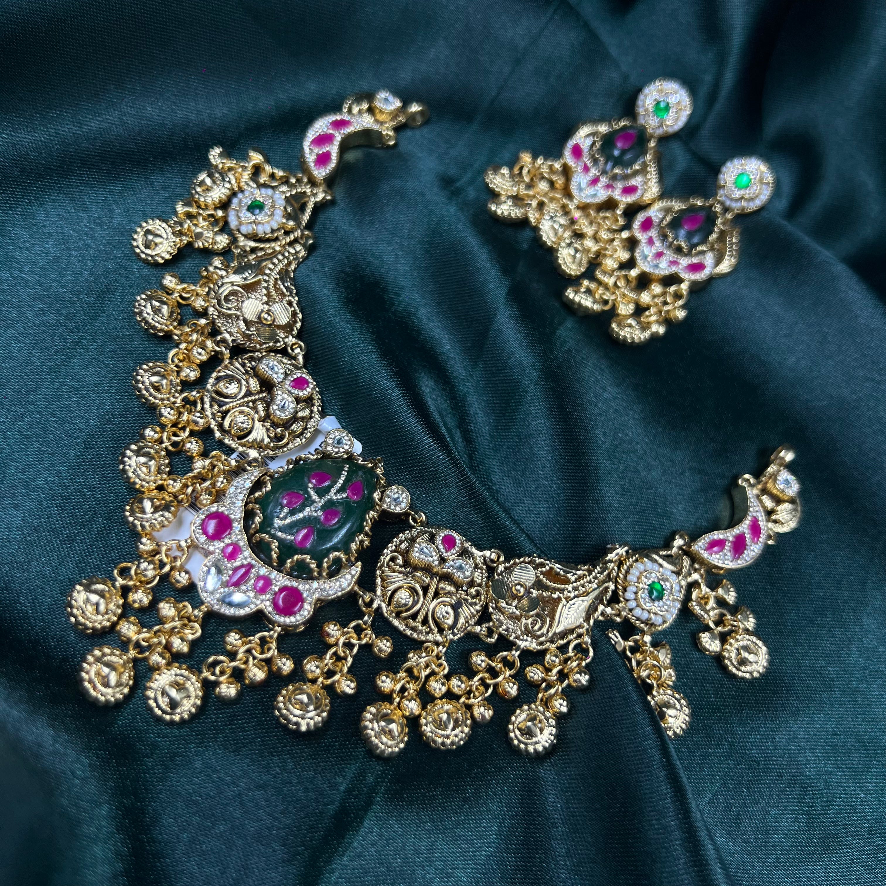 Rajkumari Classic Gold Polish Necklace Set