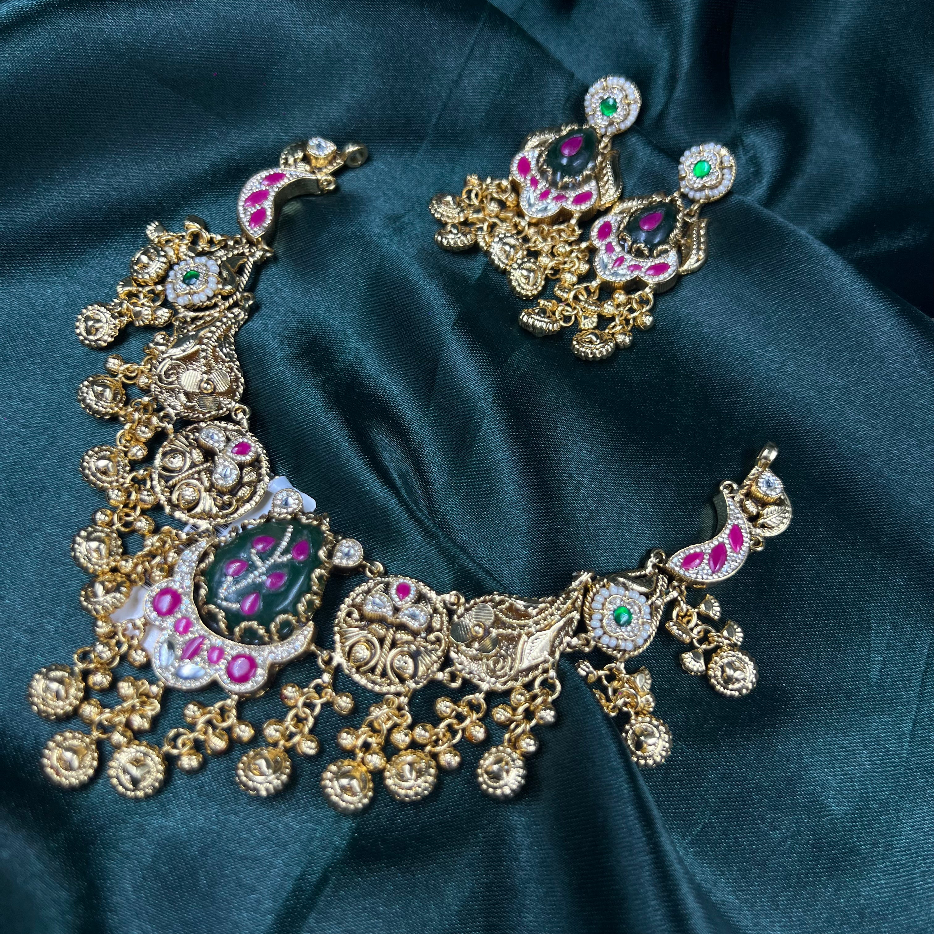 Rajkumari Classic Gold Polish Necklace Set