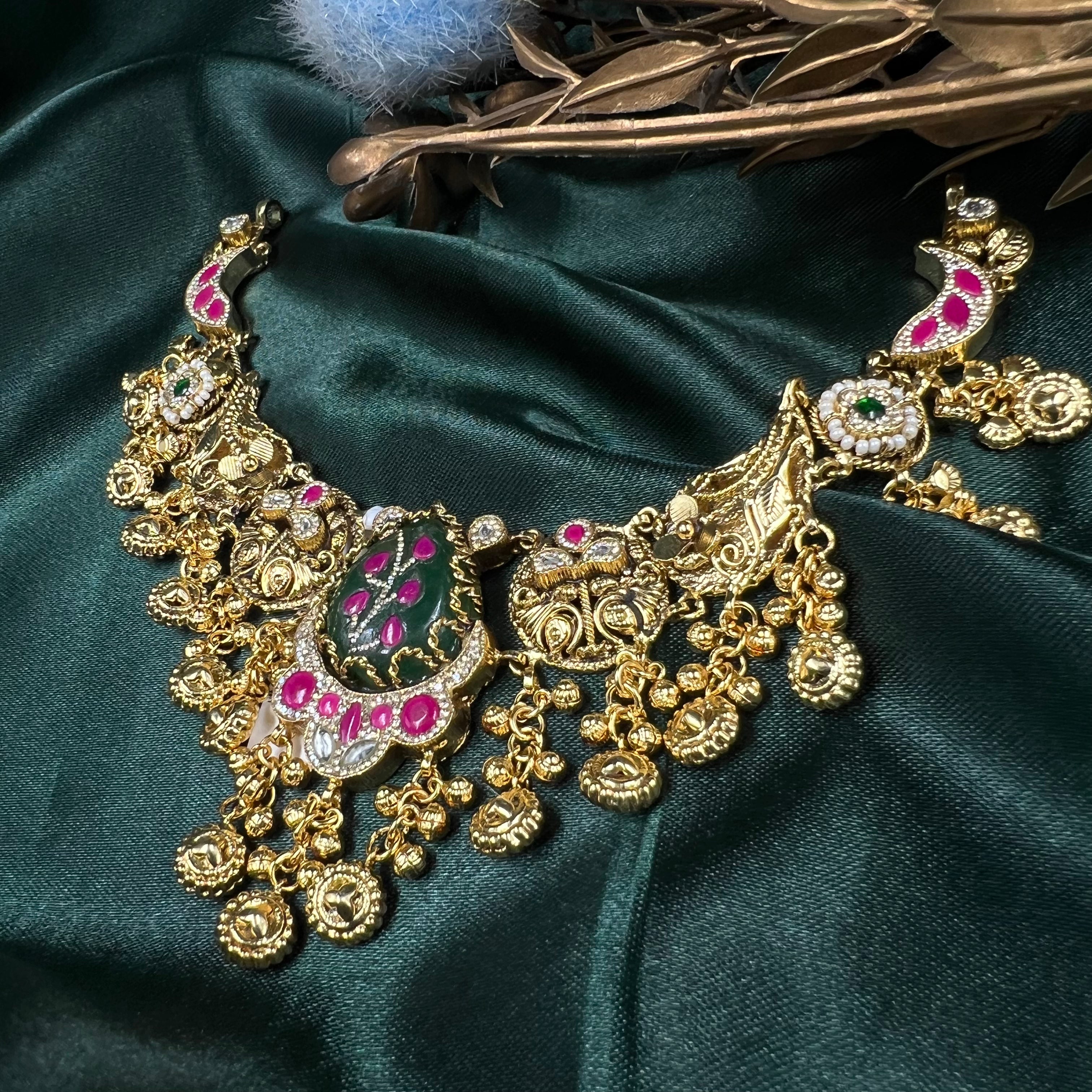 Rajkumari Classic Gold Polish Necklace Set