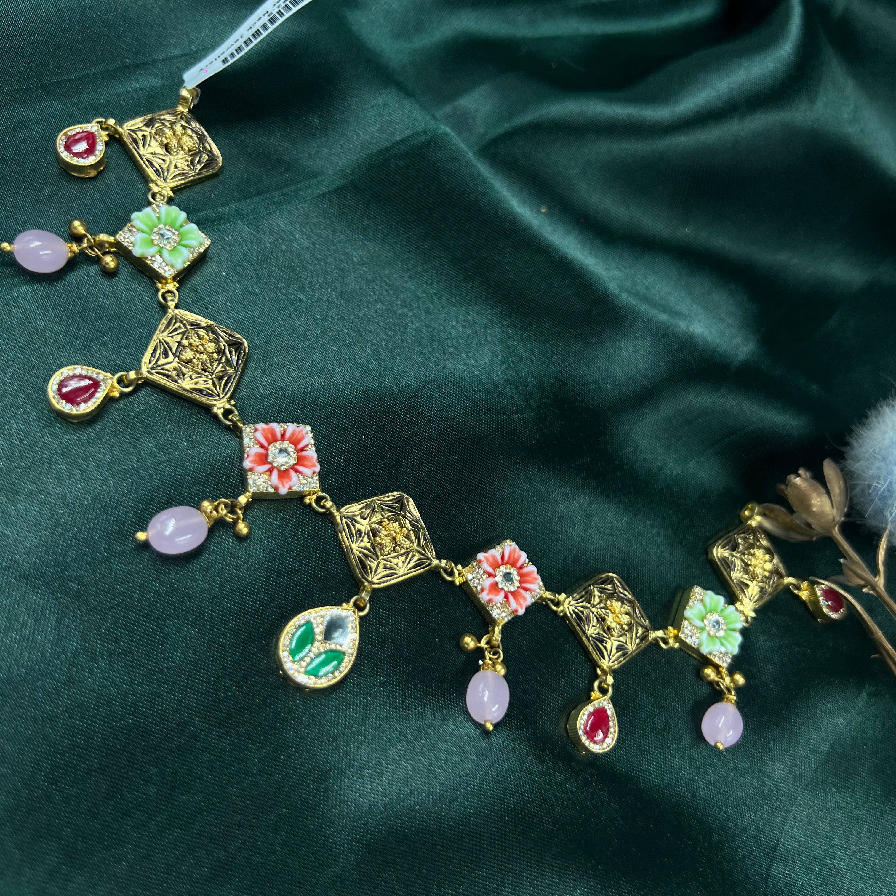 Aarika Gold Polish Necklace Set