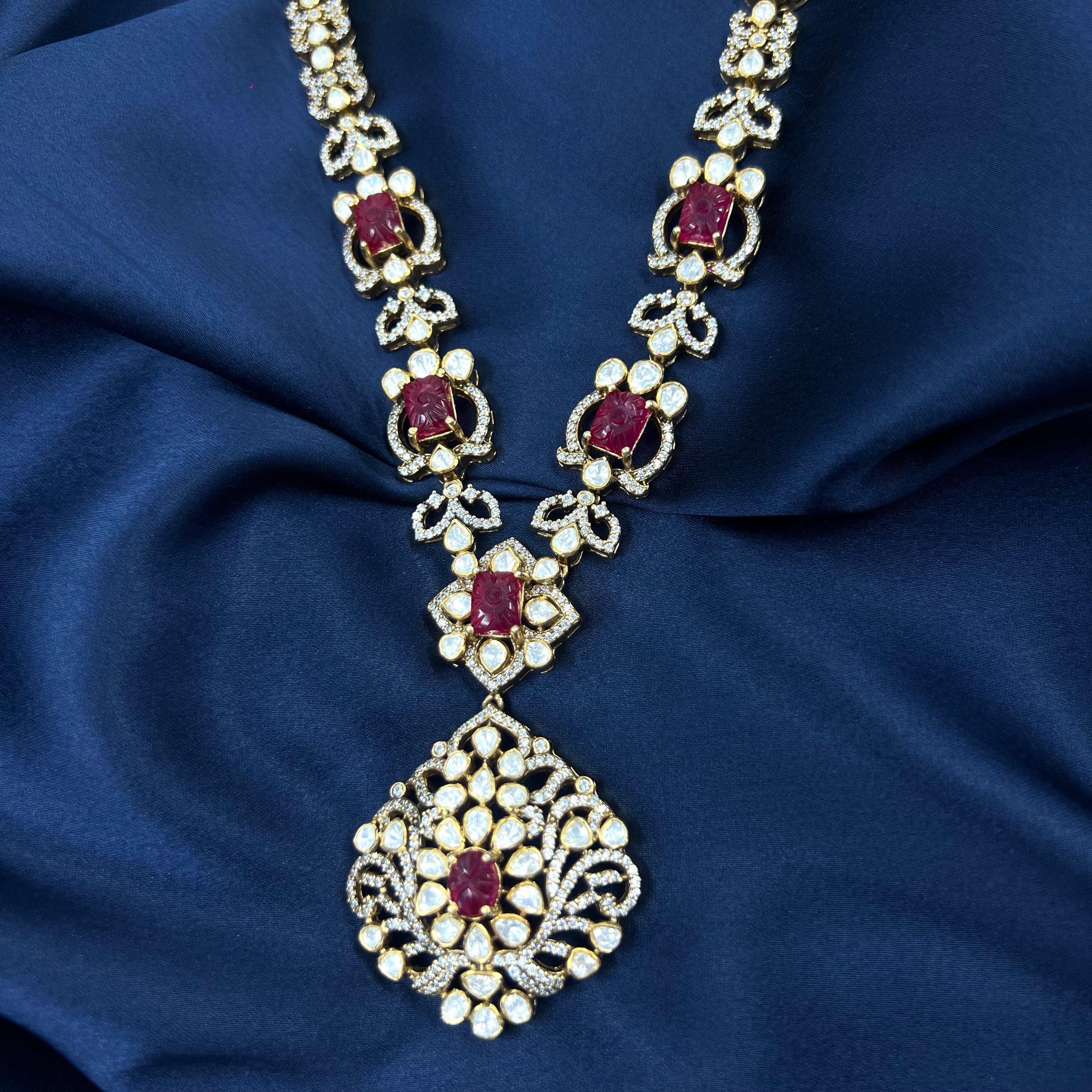 Anaya Ruby Polki Necklace Set