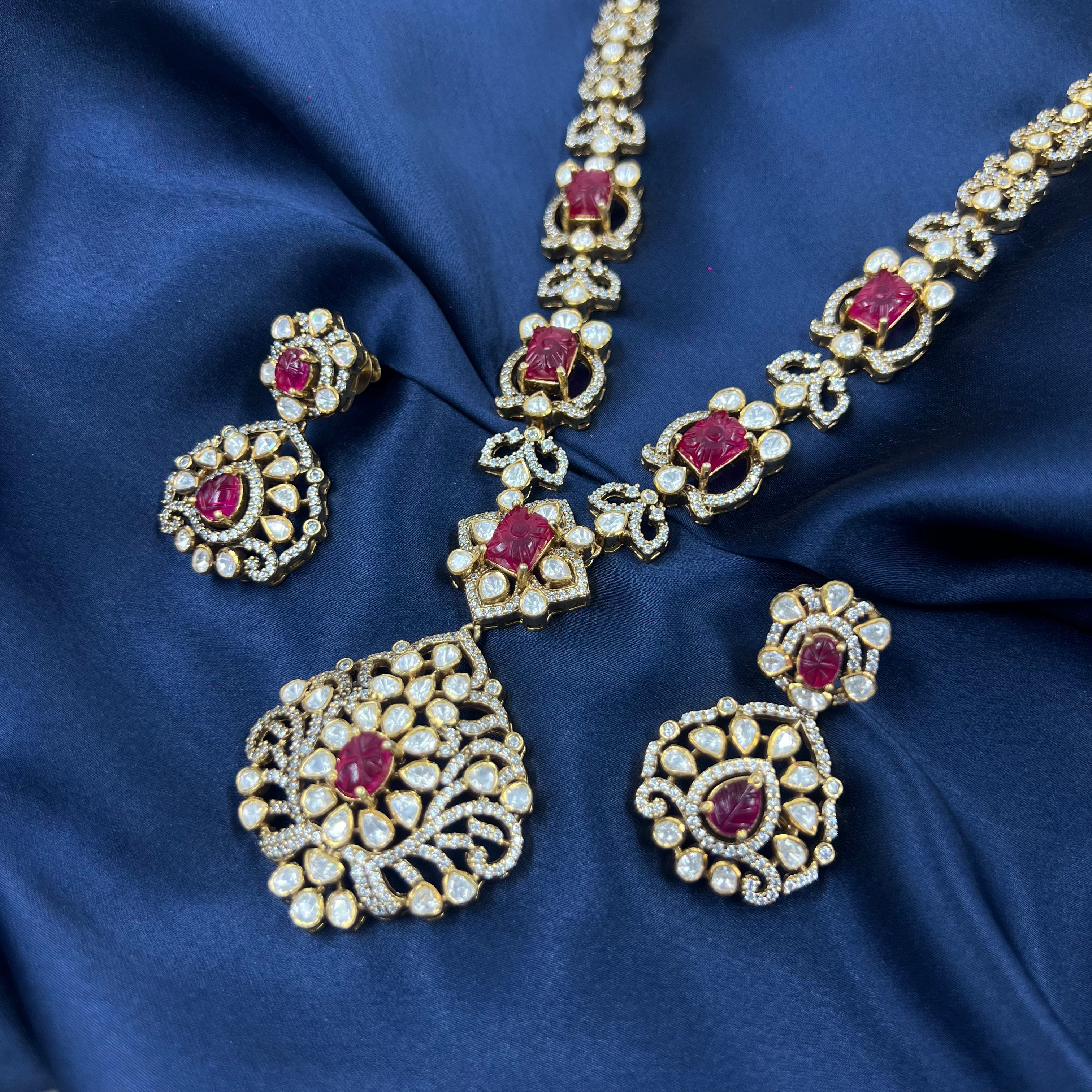Anaya Ruby Polki Necklace Set