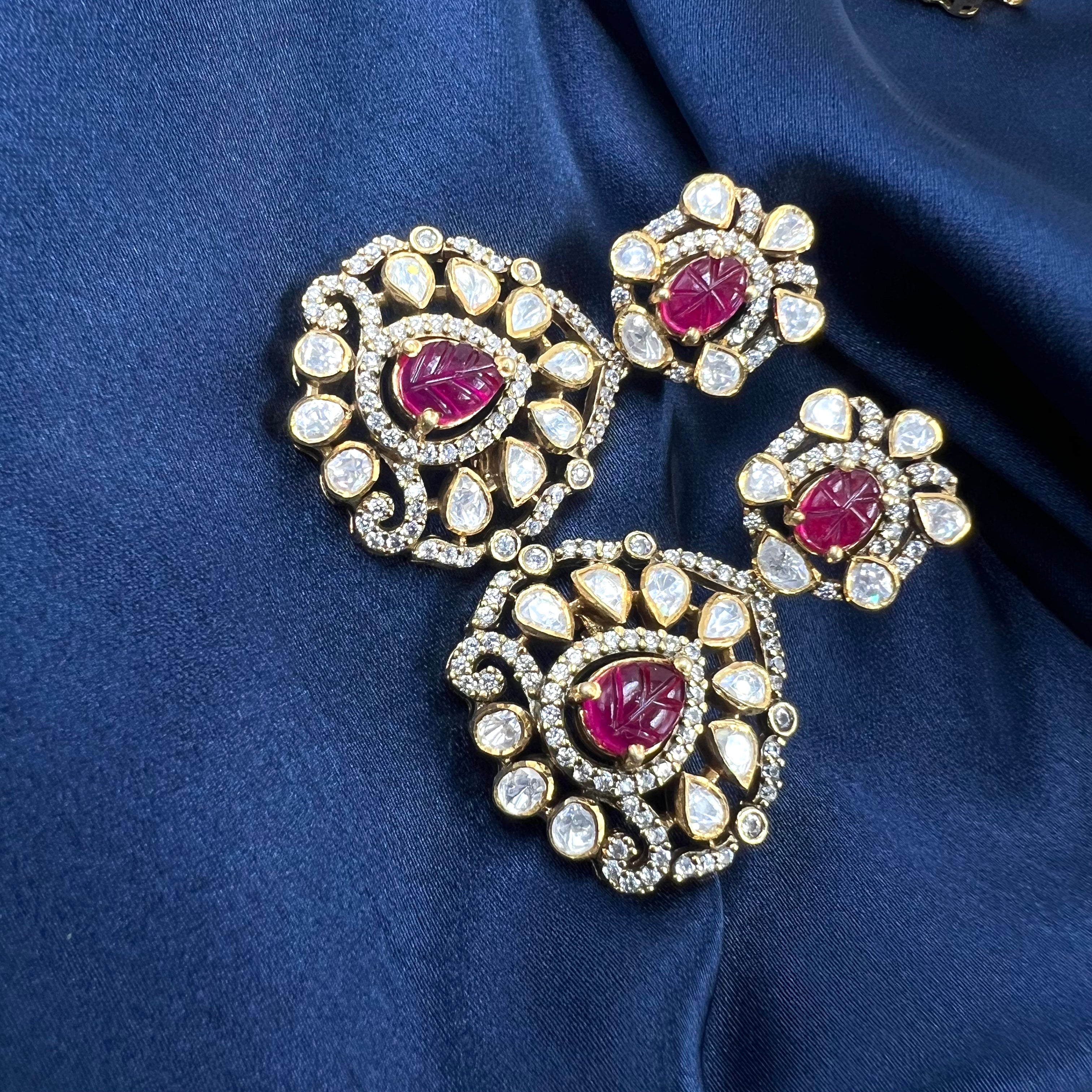 Anaya Ruby Polki Necklace Set