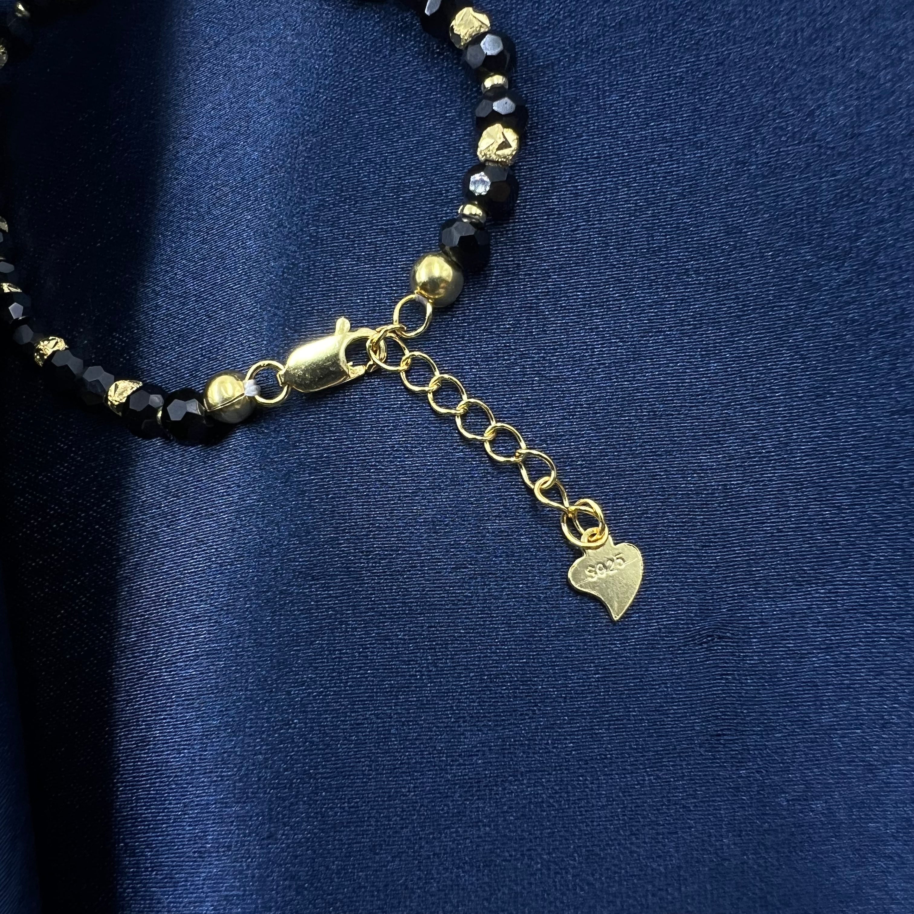 Anaya Gold Polish Black Beads Bracelet