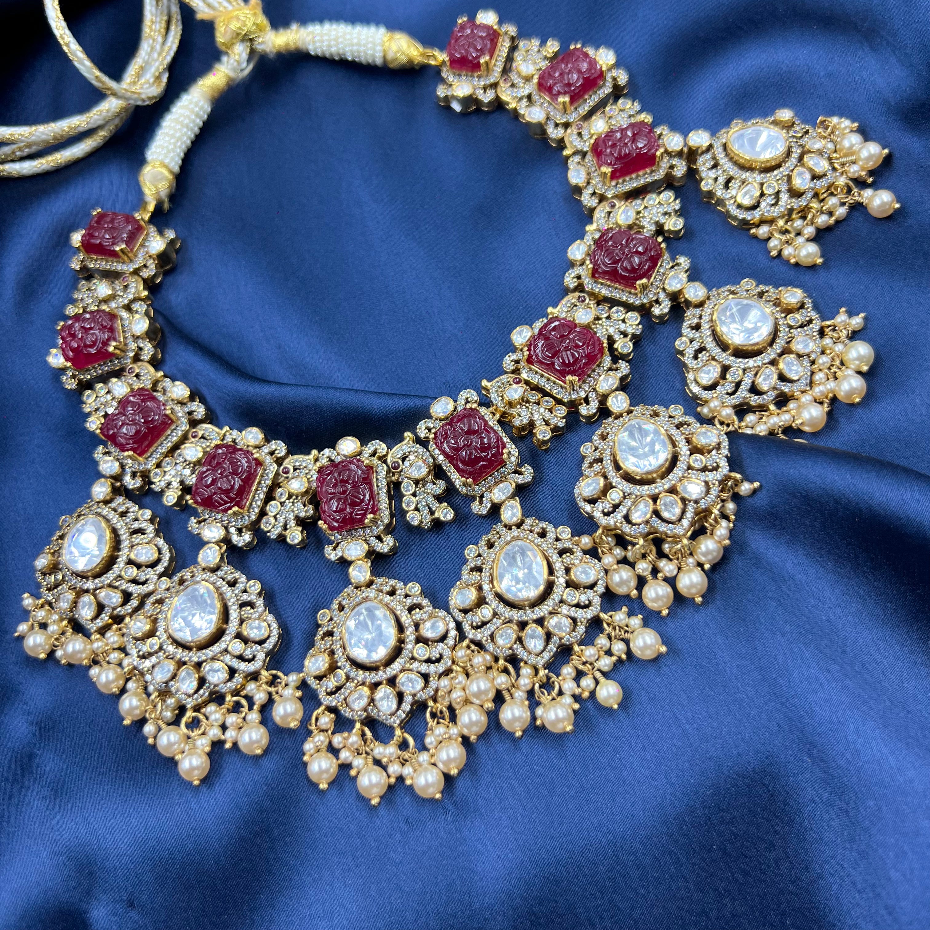 Aishani Gold Polish Polki Necklace Set