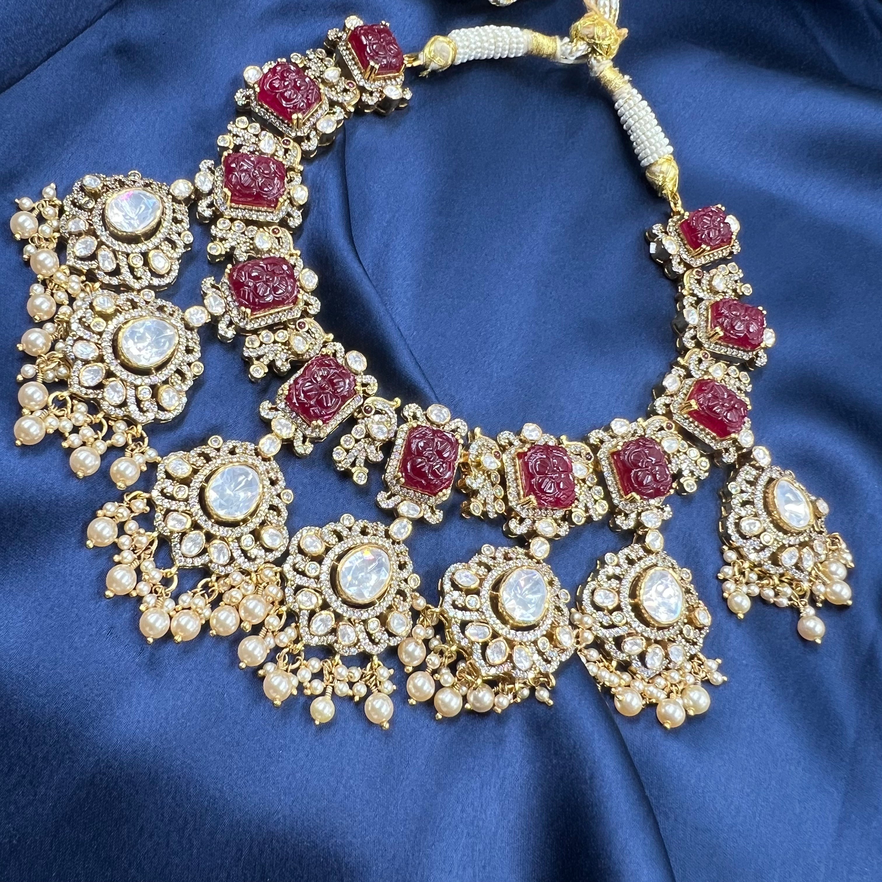 Aishani Gold Polish Polki Necklace Set
