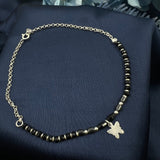 Marbella Black Beads Charms Anklet