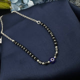 Sleek Black Beads Evil Eye Anklet