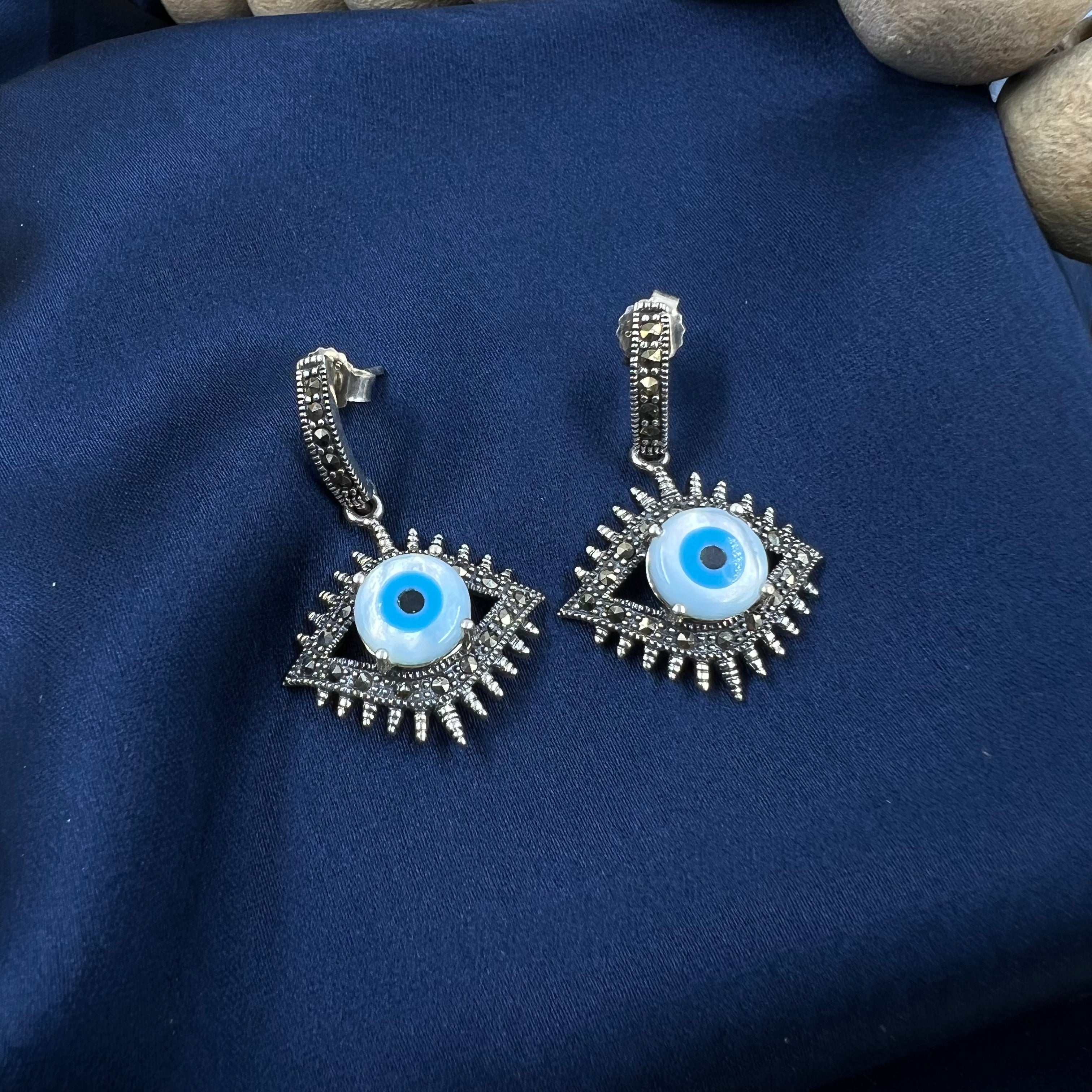 Zina Evil Eye Marcasite Pendant Set