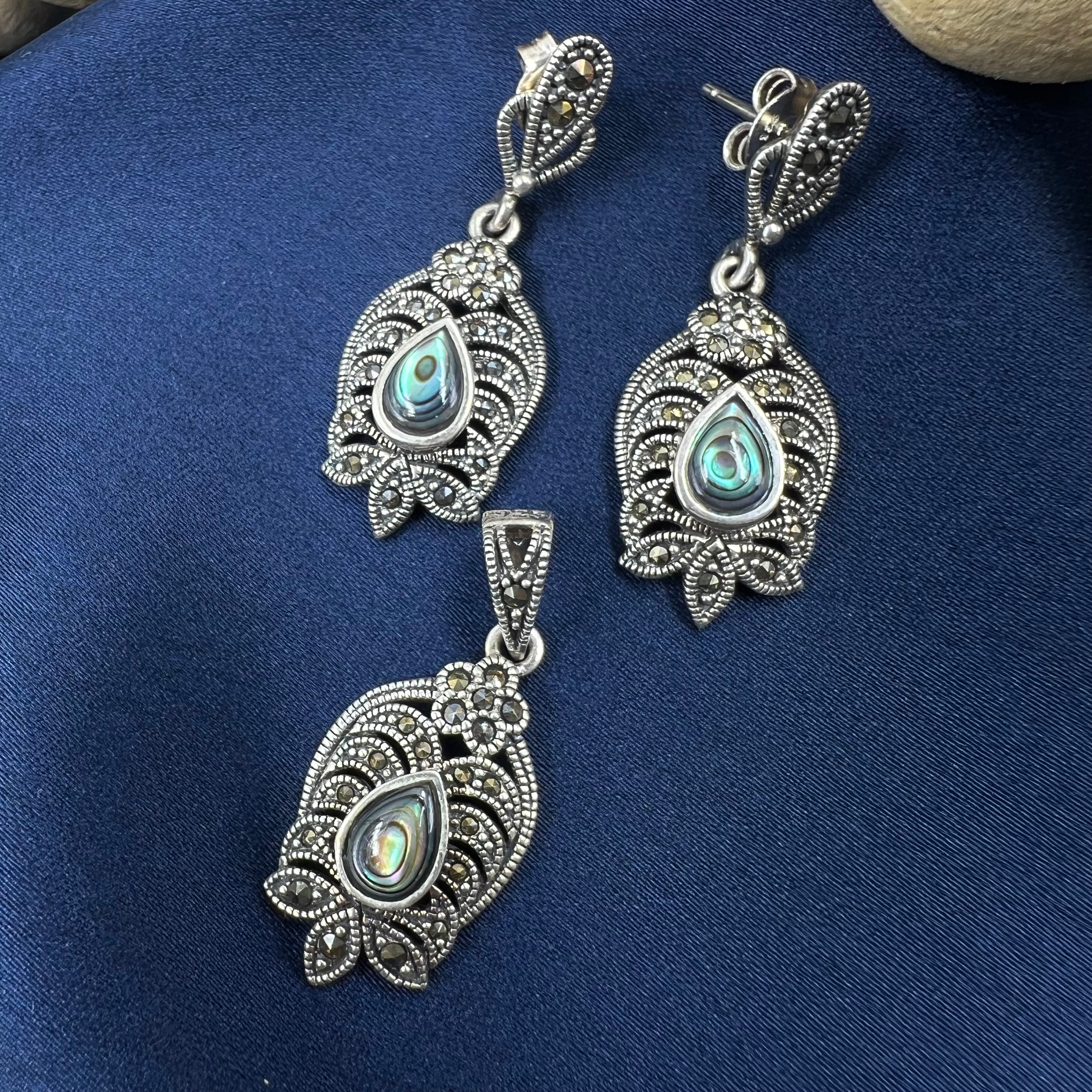 Kyra Marcasite Pendant Set