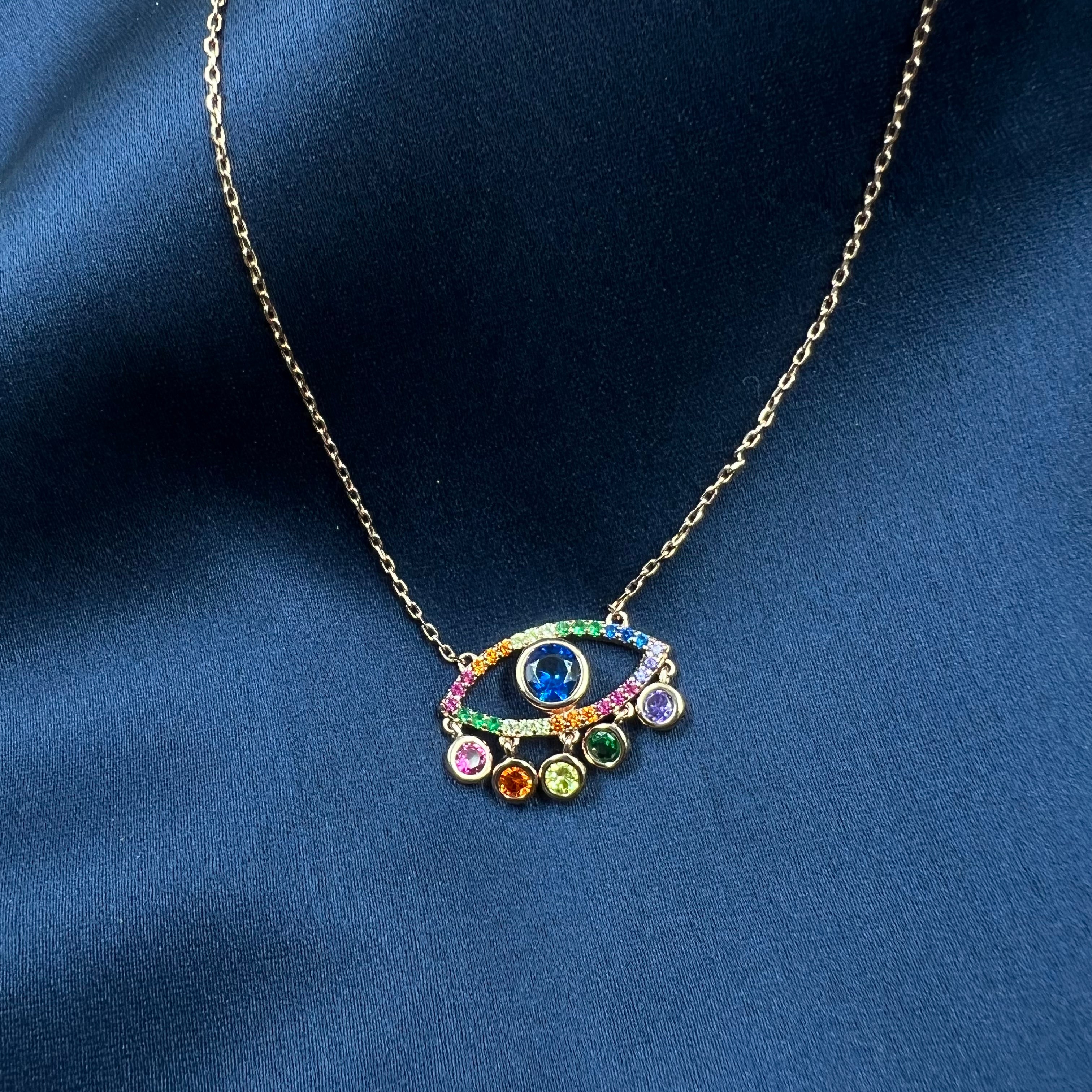 Rainbow Evil Eye Pendant