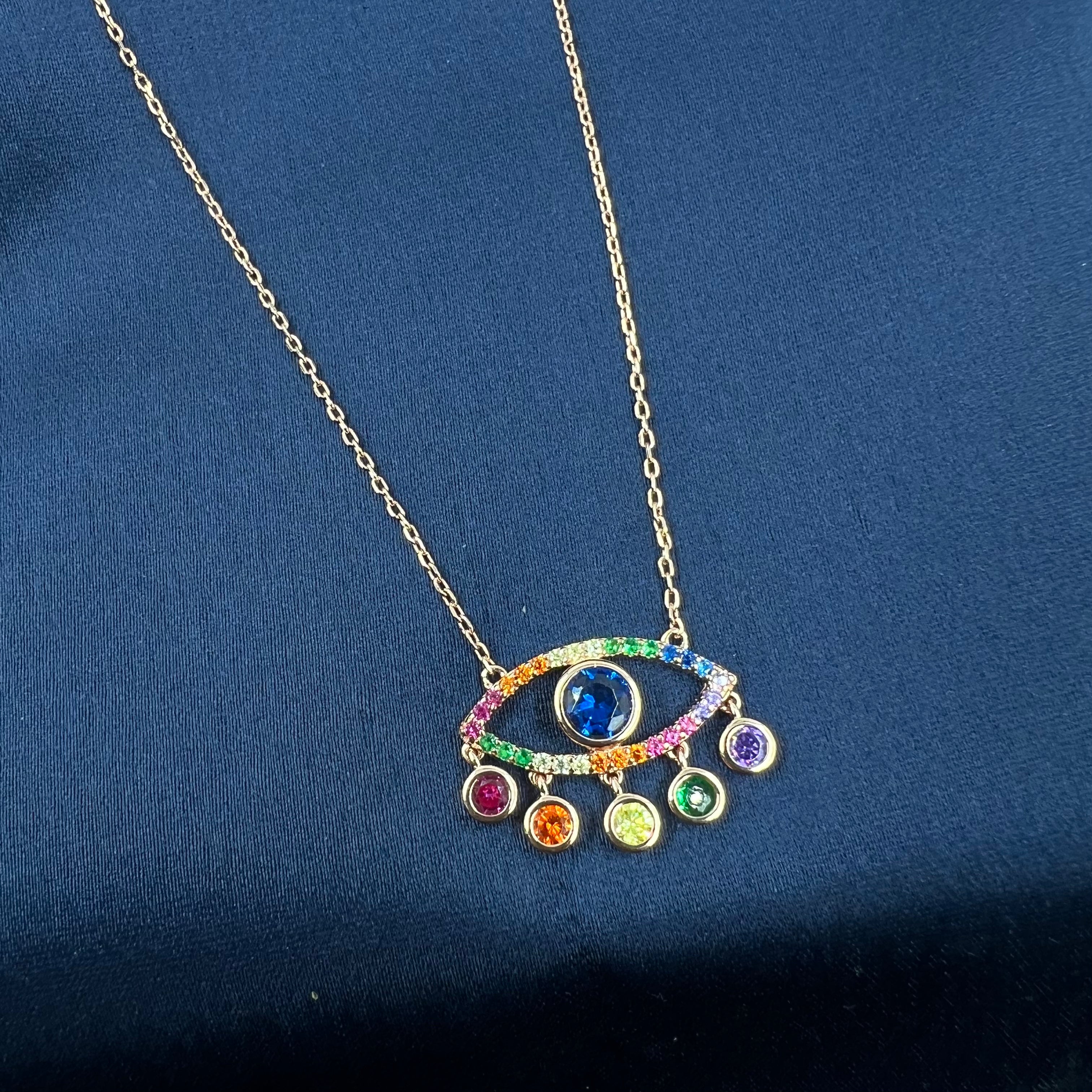 Rainbow Evil Eye Pendant