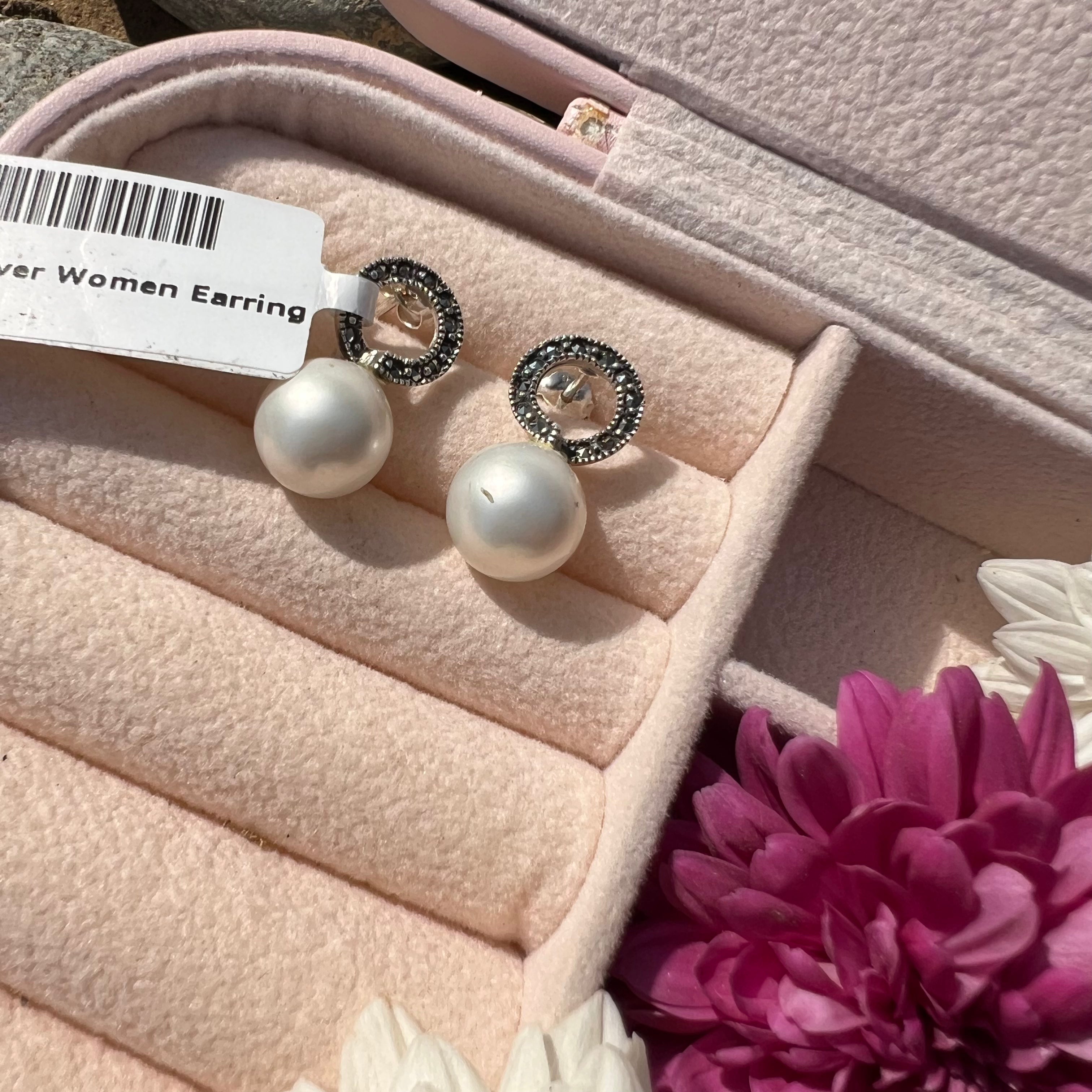 Pearl Marcasite Earrings