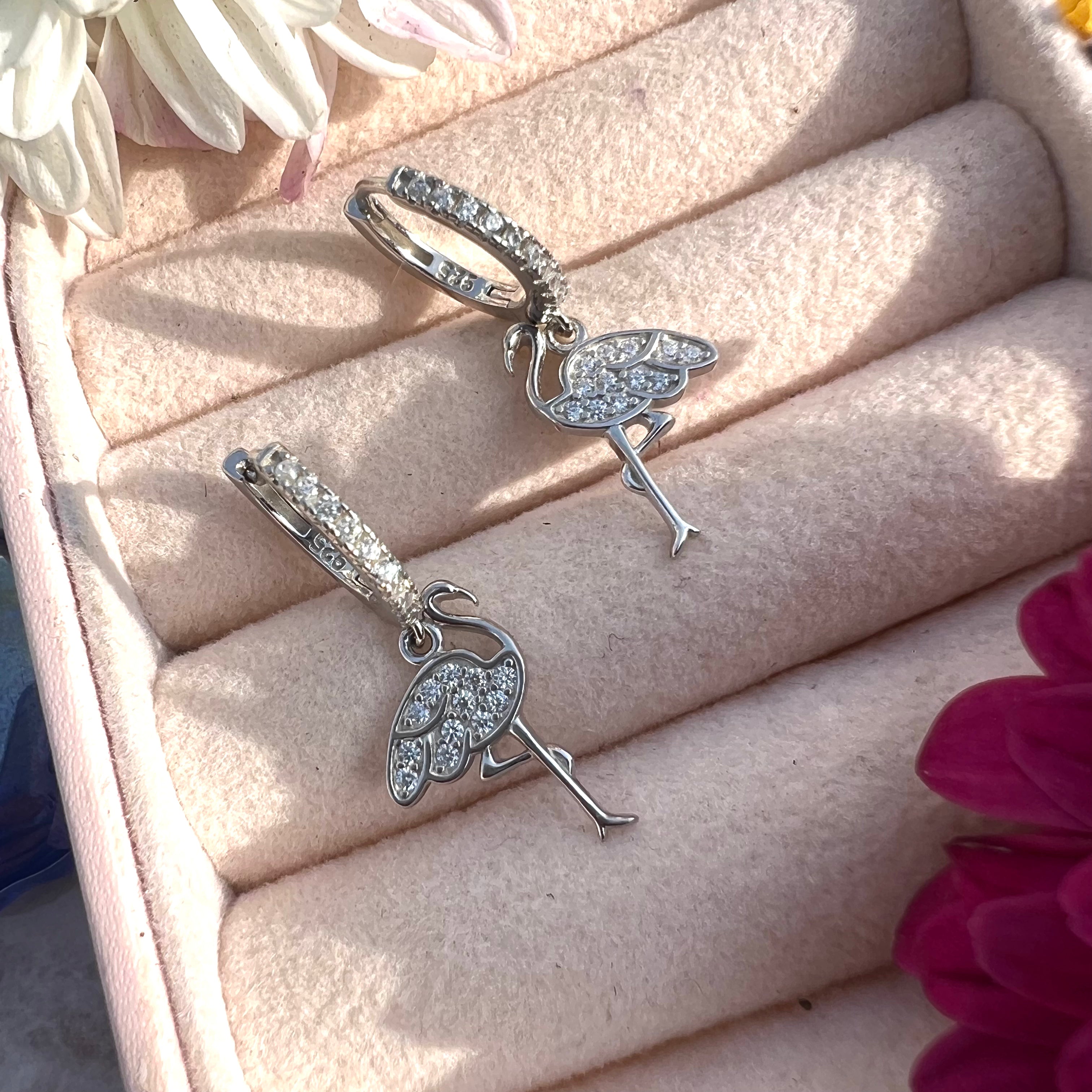 Dancing Swan Drop Earrings