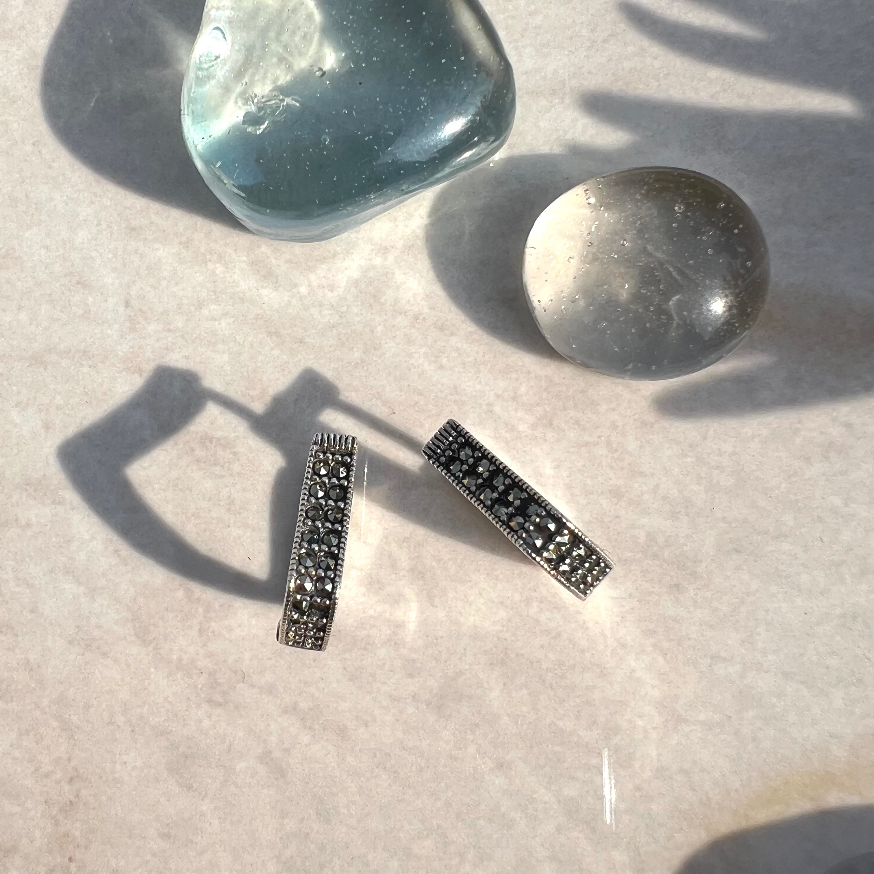 Bold Marcasite Loop Earrings