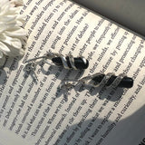 Chic Black Marcasite Drop Earrings