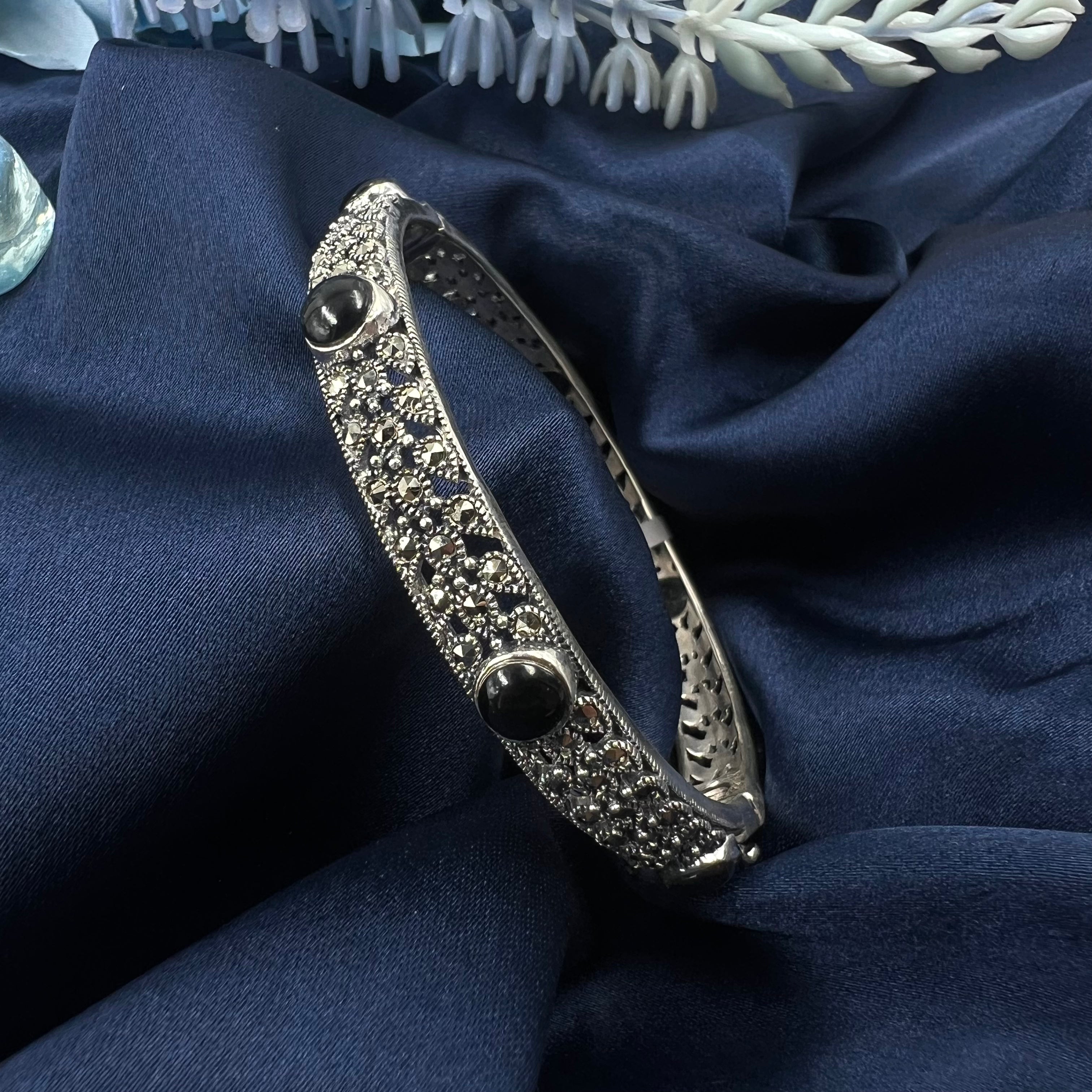 Noire Black Beads Bangle