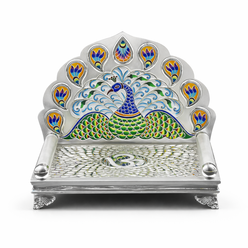Decorative Mayur design silver singhassan