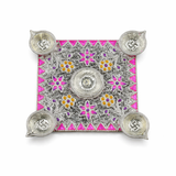 Silver Aasan with Swastik Diyas