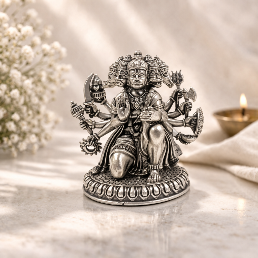 Panchmukhi Veer Silver Hanuman Idol