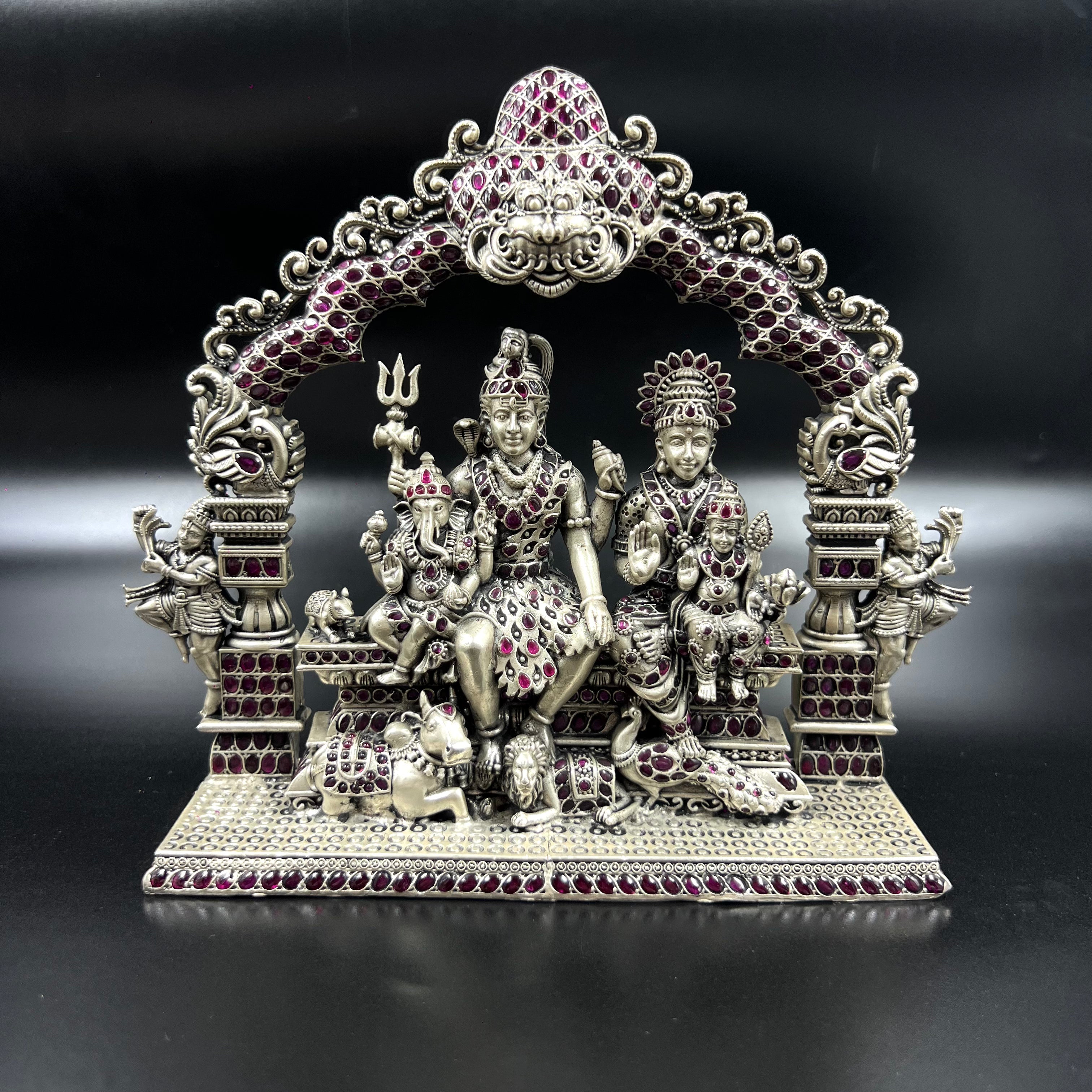 Lord shiva Parvati with family silver idol set
