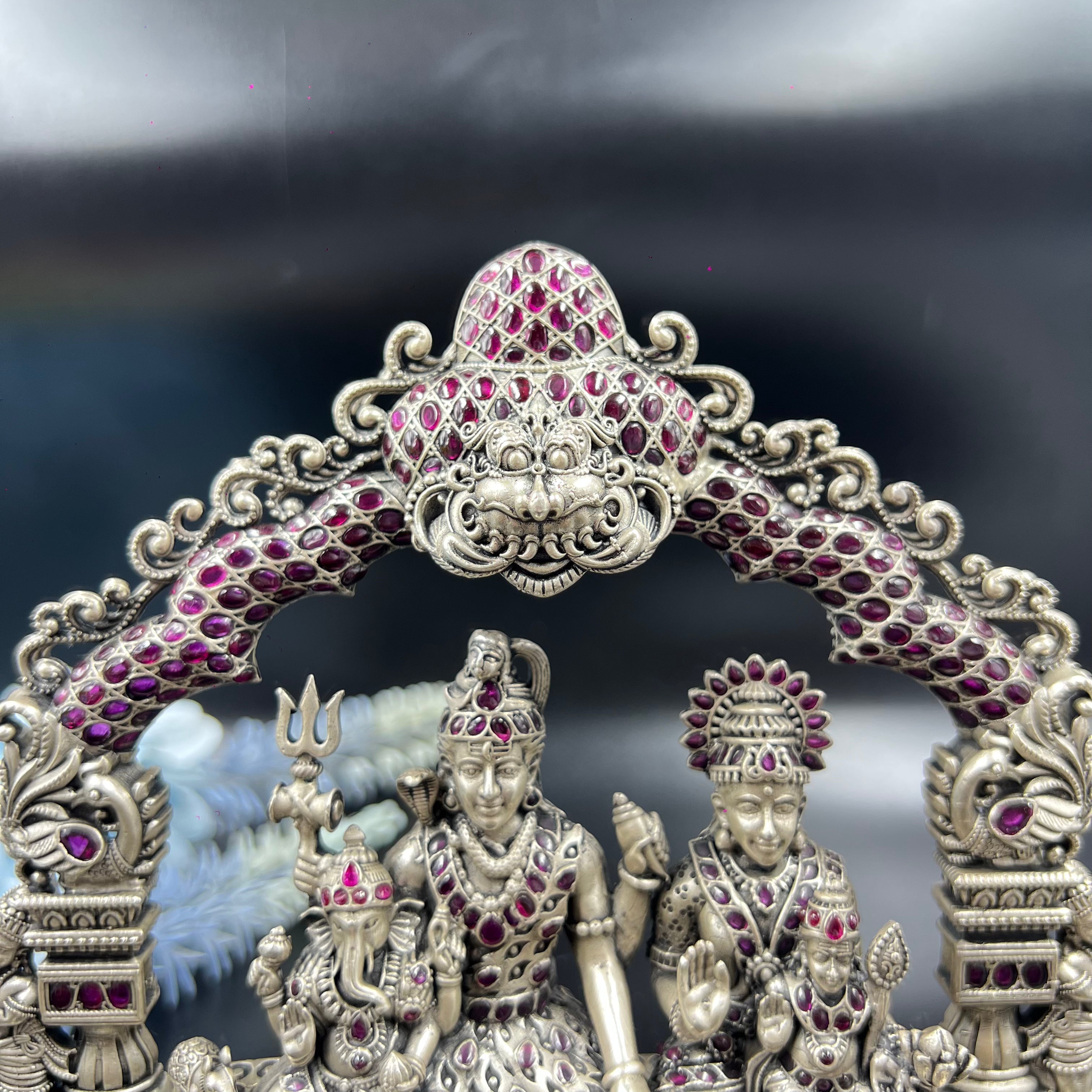 Lord shiva Parvati with family silver idol set