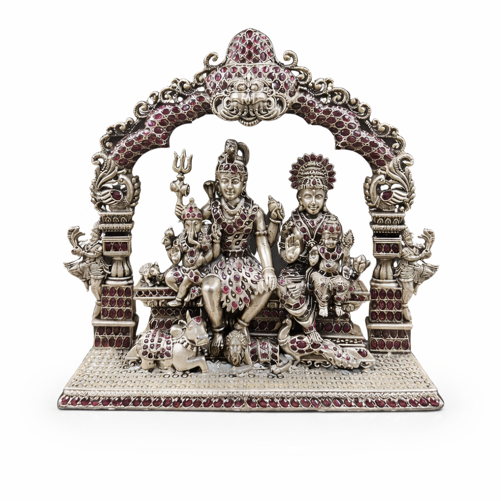 Lord shiva Parvati with family silver idol
