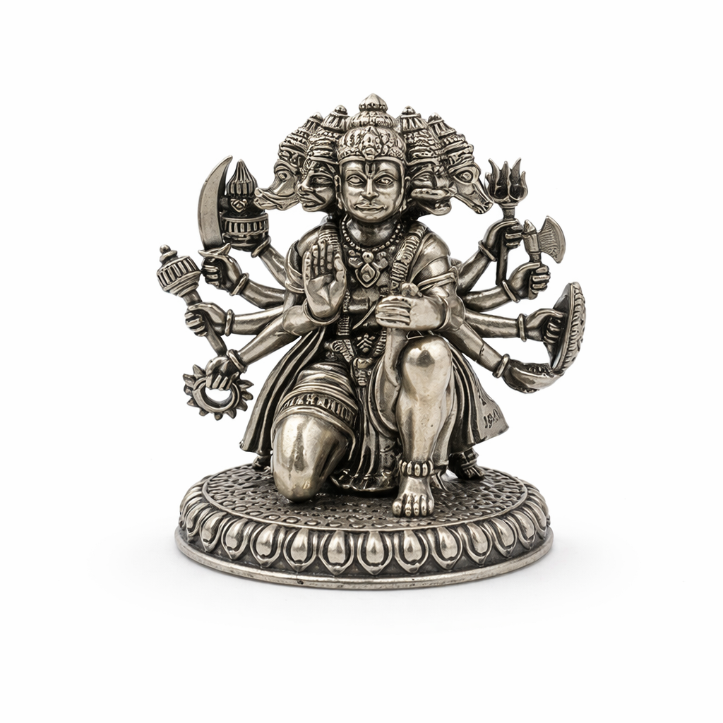 Panchmukhi Veer Silver Hanuman ji Idol