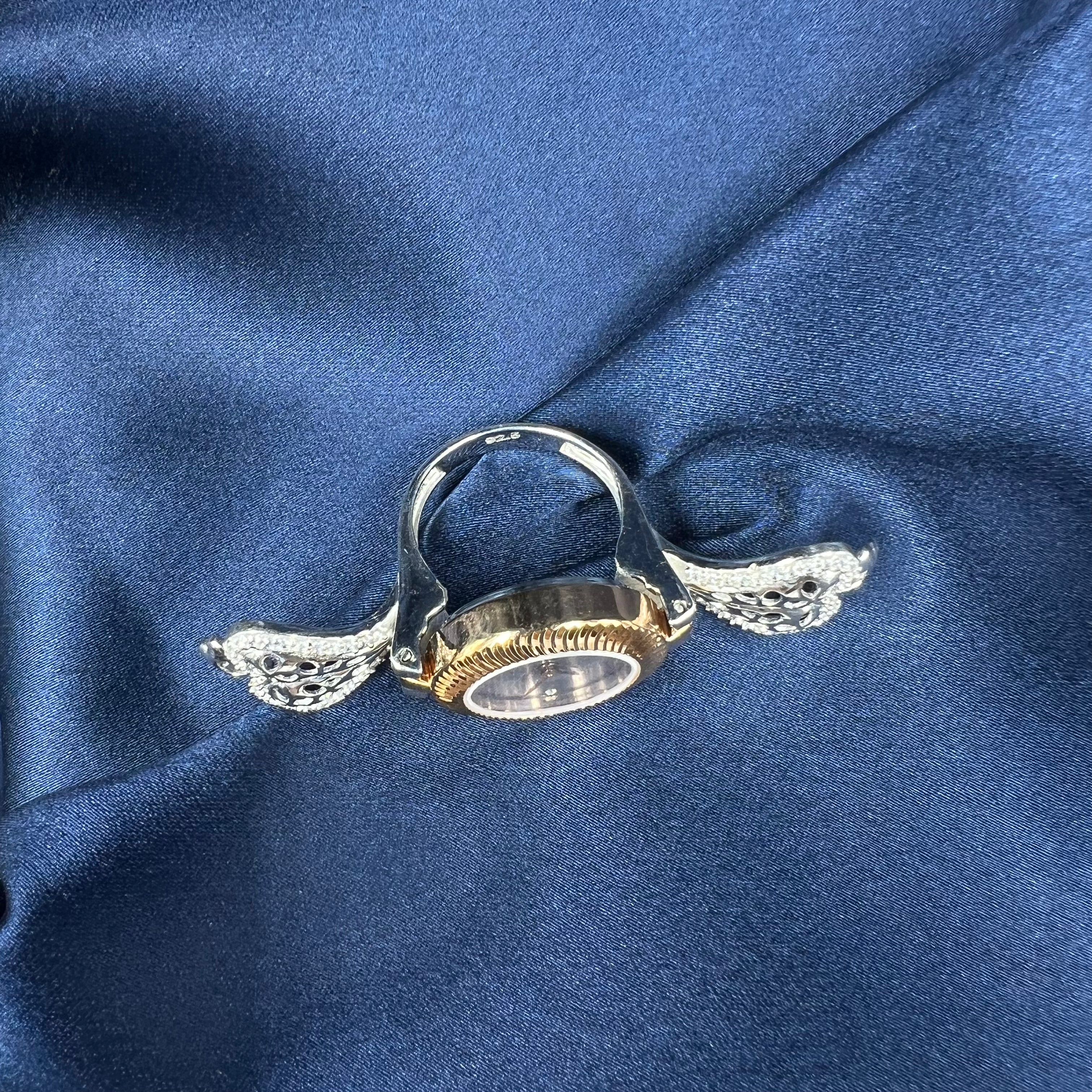 Silver ring watch for women