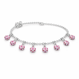 Silver Baby bracelet with pink gemstones 
