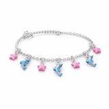 Silver baby kadli and Bracelet with dolphin and star charms 