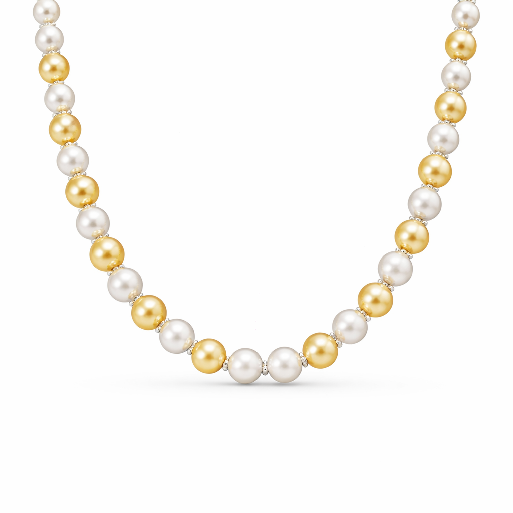 gold and white pearls Necklace
