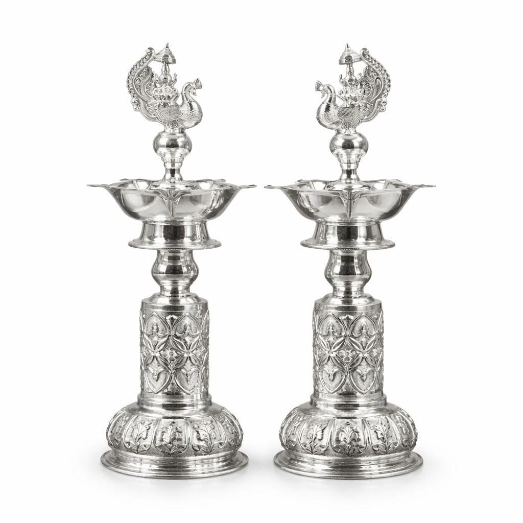 Peacock Candle Stand Pair