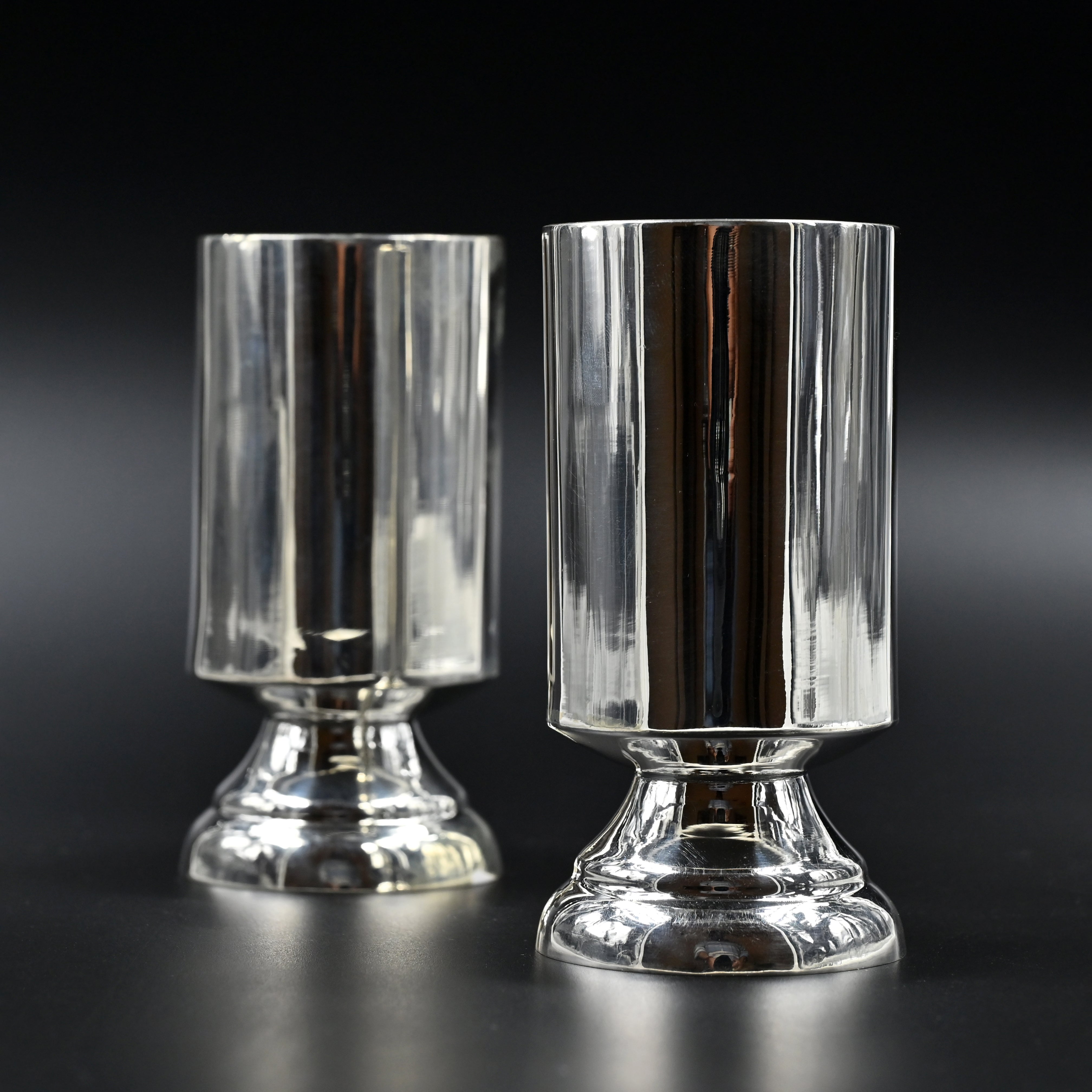 Close up detail of Aarav silver goblets