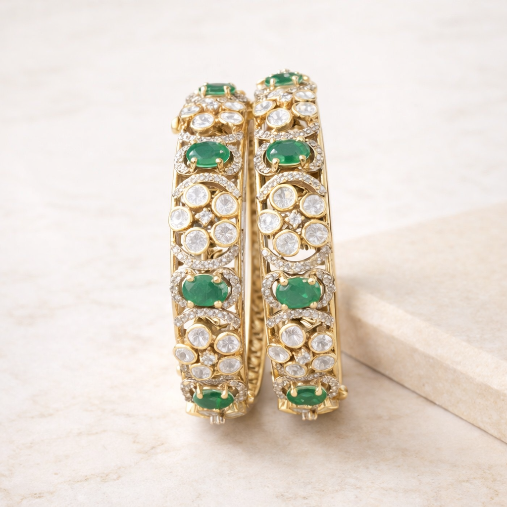 aarunika gold polish 925 silver bangles