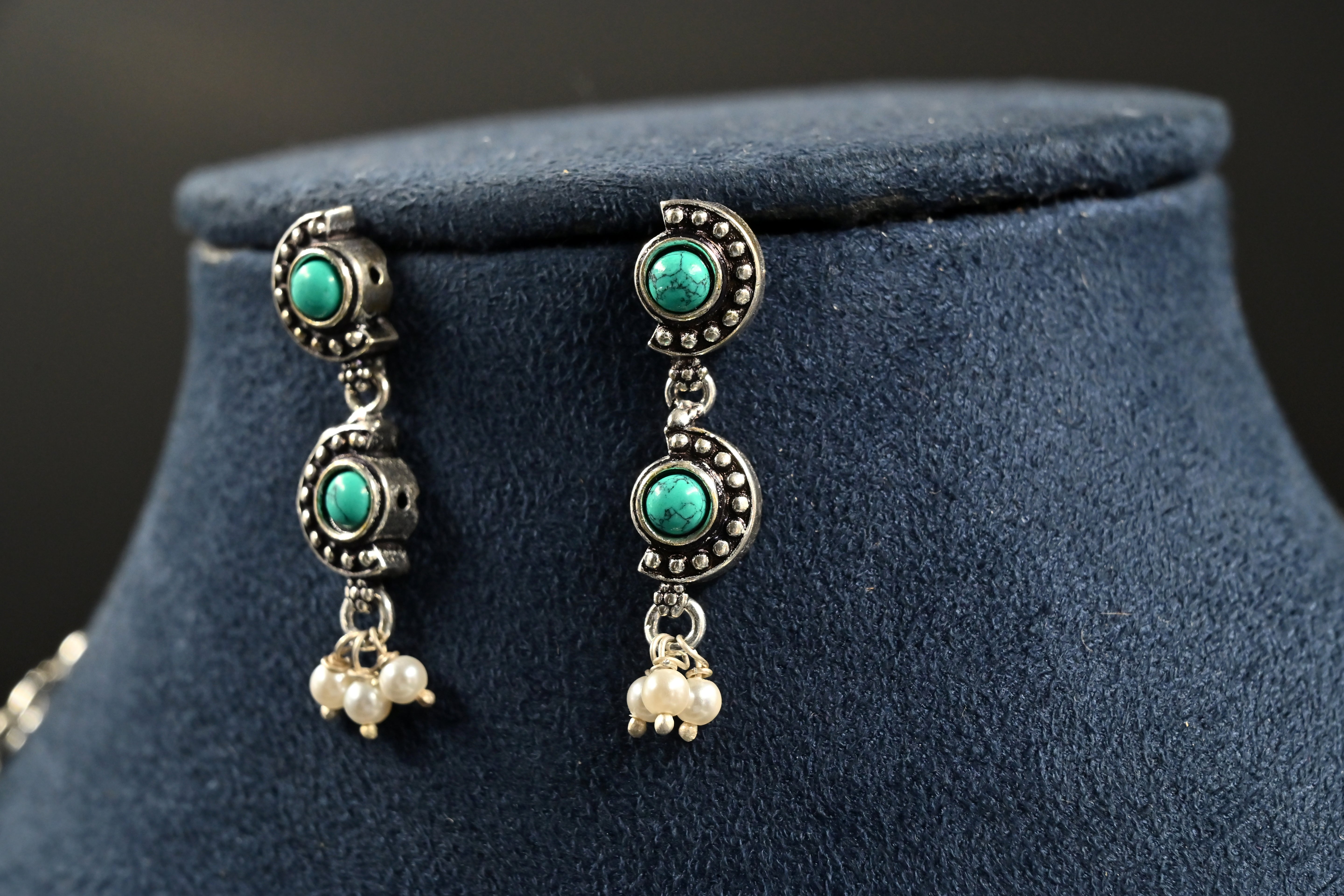 Blue firoza stone necklace set