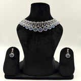 Blue short heavy necklace in 925 silver