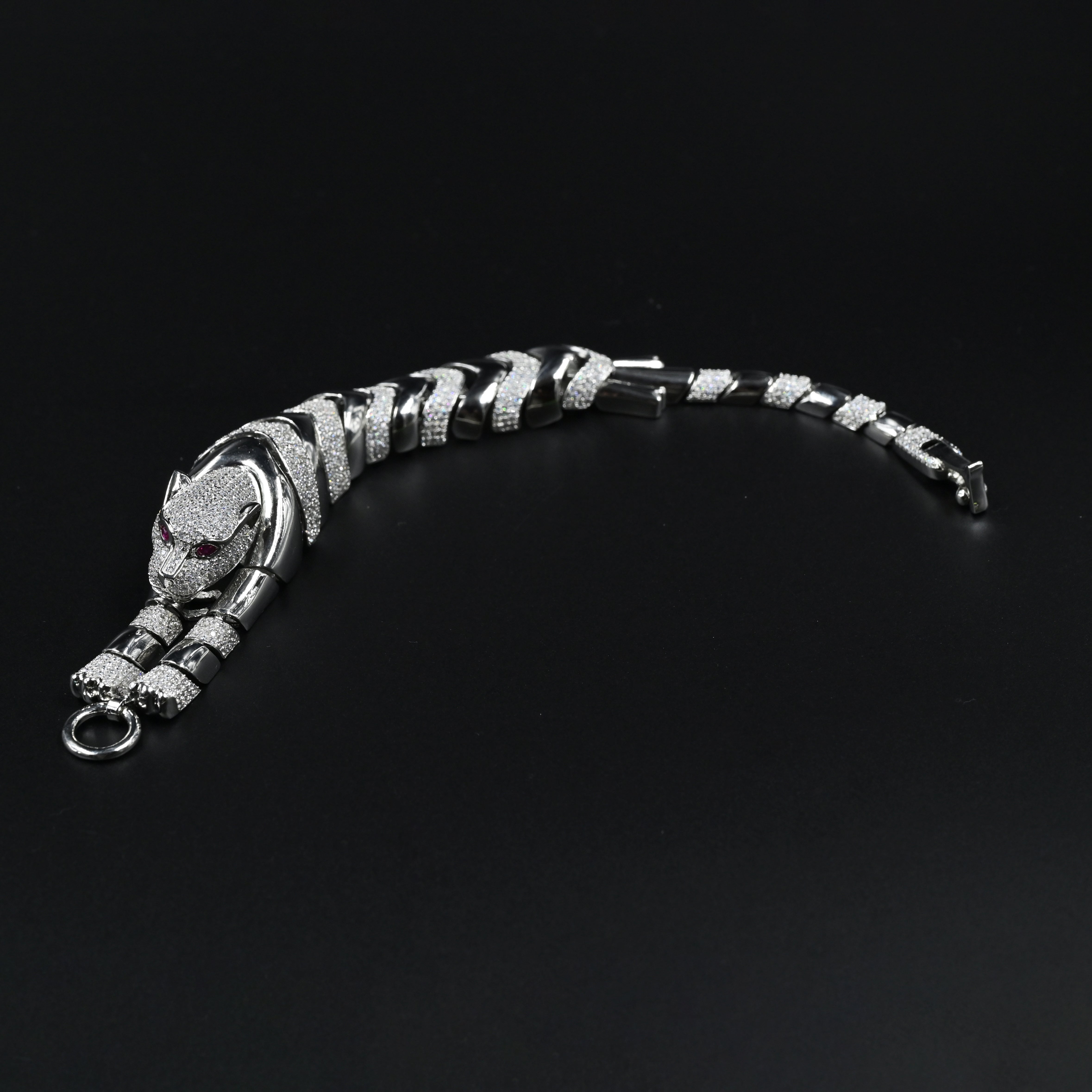 Bold 925 silver panther bracelet